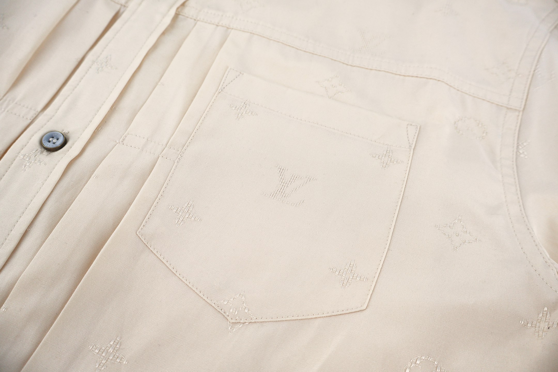 LOUIS VUITTON 路易威登 烫钻暗纹满印衬衫外套 夹克 米色 B5