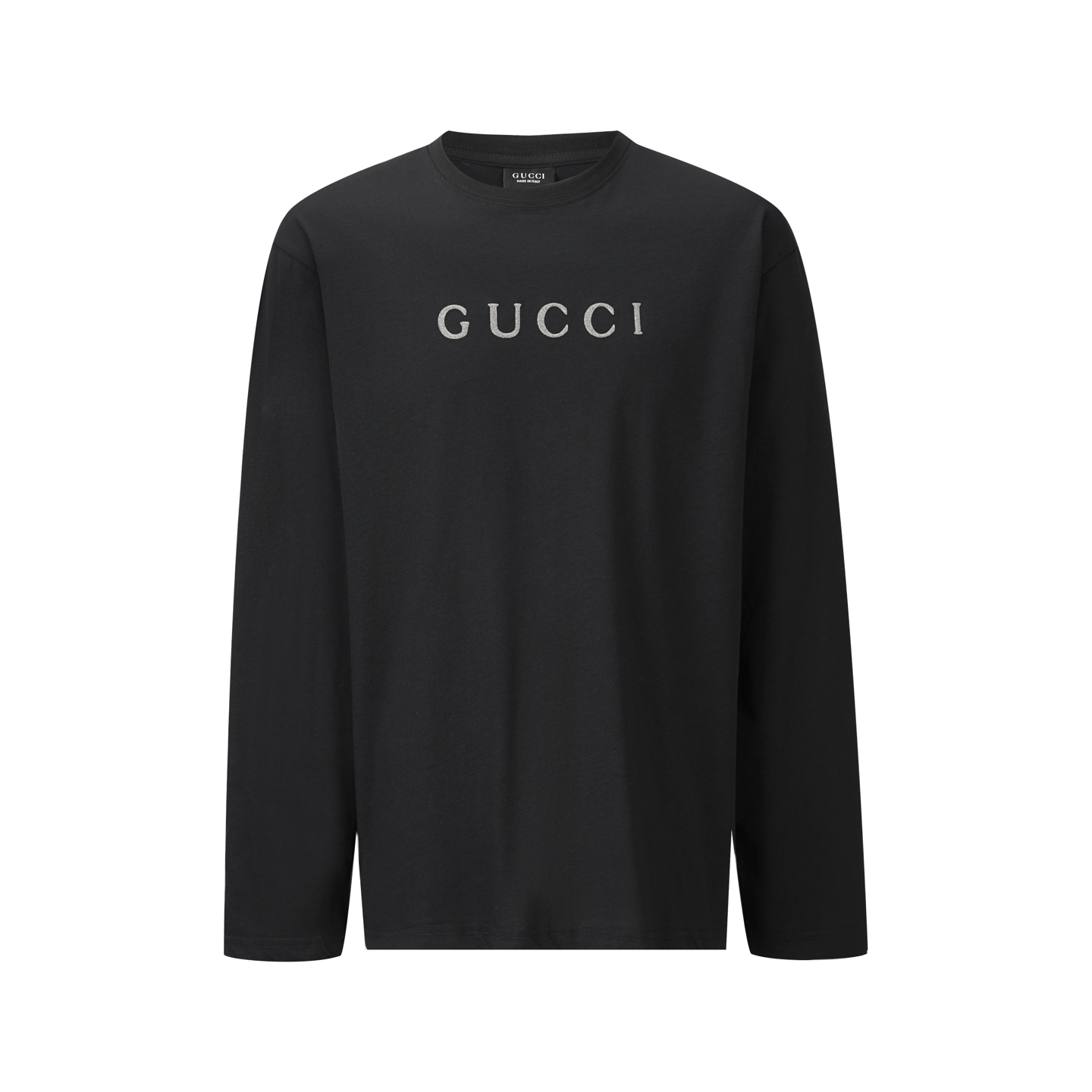 GUCCI 古驰 字母烫标圆领T恤 打底衫 长袖 白色 黑色 A2