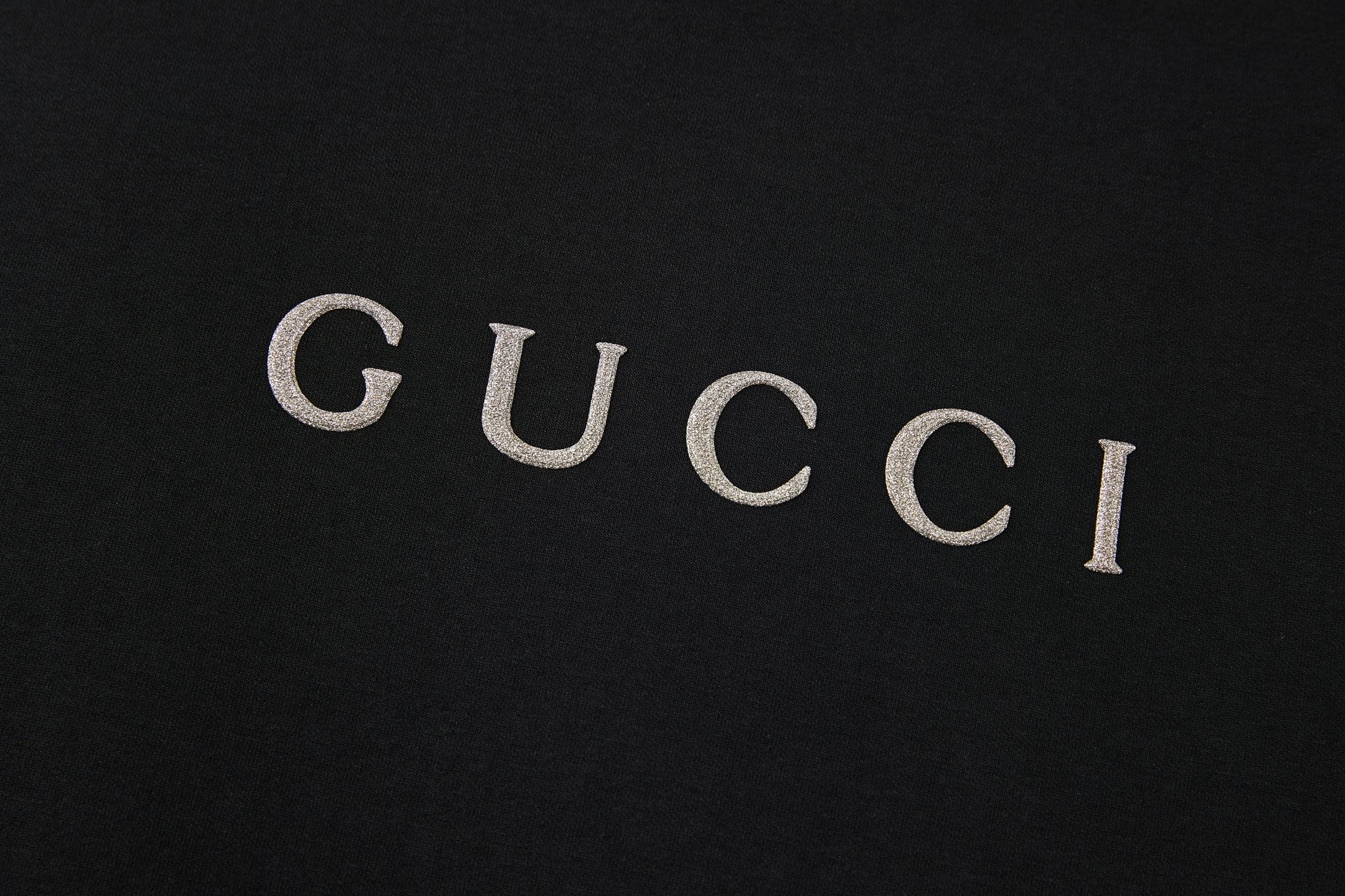 GUCCI 古驰 字母烫标圆领短袖 T恤 夏款 黑色 A0 