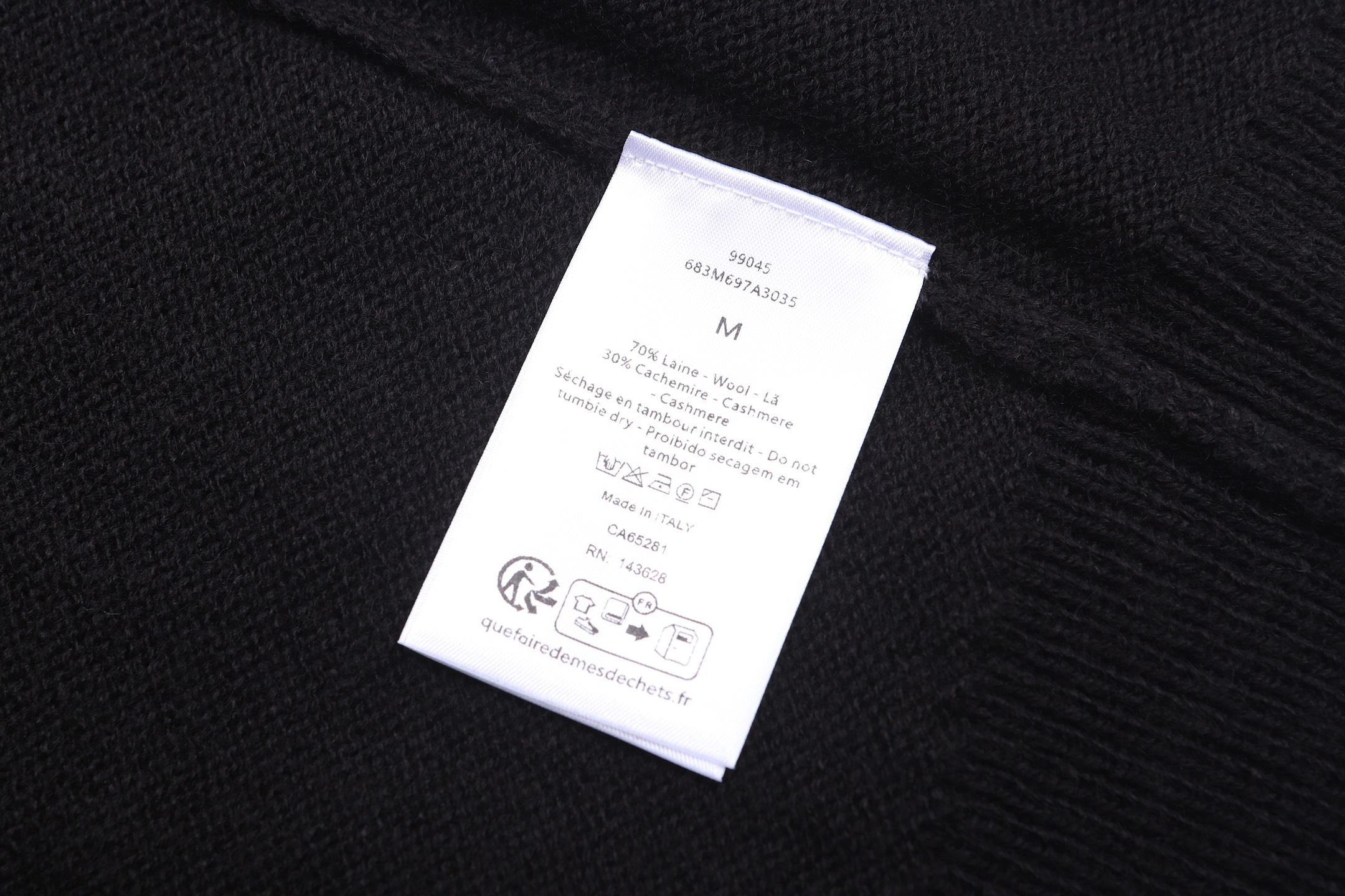 DIOR 迪奥 羊毛字母提花logo圆领针织毛衣 针织衫 外套 秋冬 长袖 黑色 B0