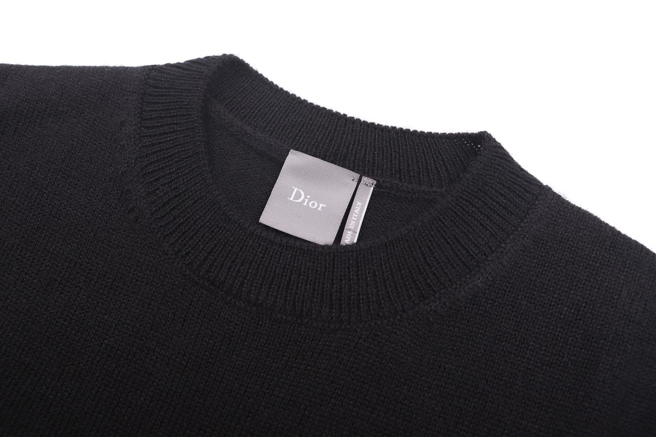 DIOR 迪奥 羊毛字母提花logo圆领针织毛衣 针织衫 外套 秋冬 长袖 黑色 B0
