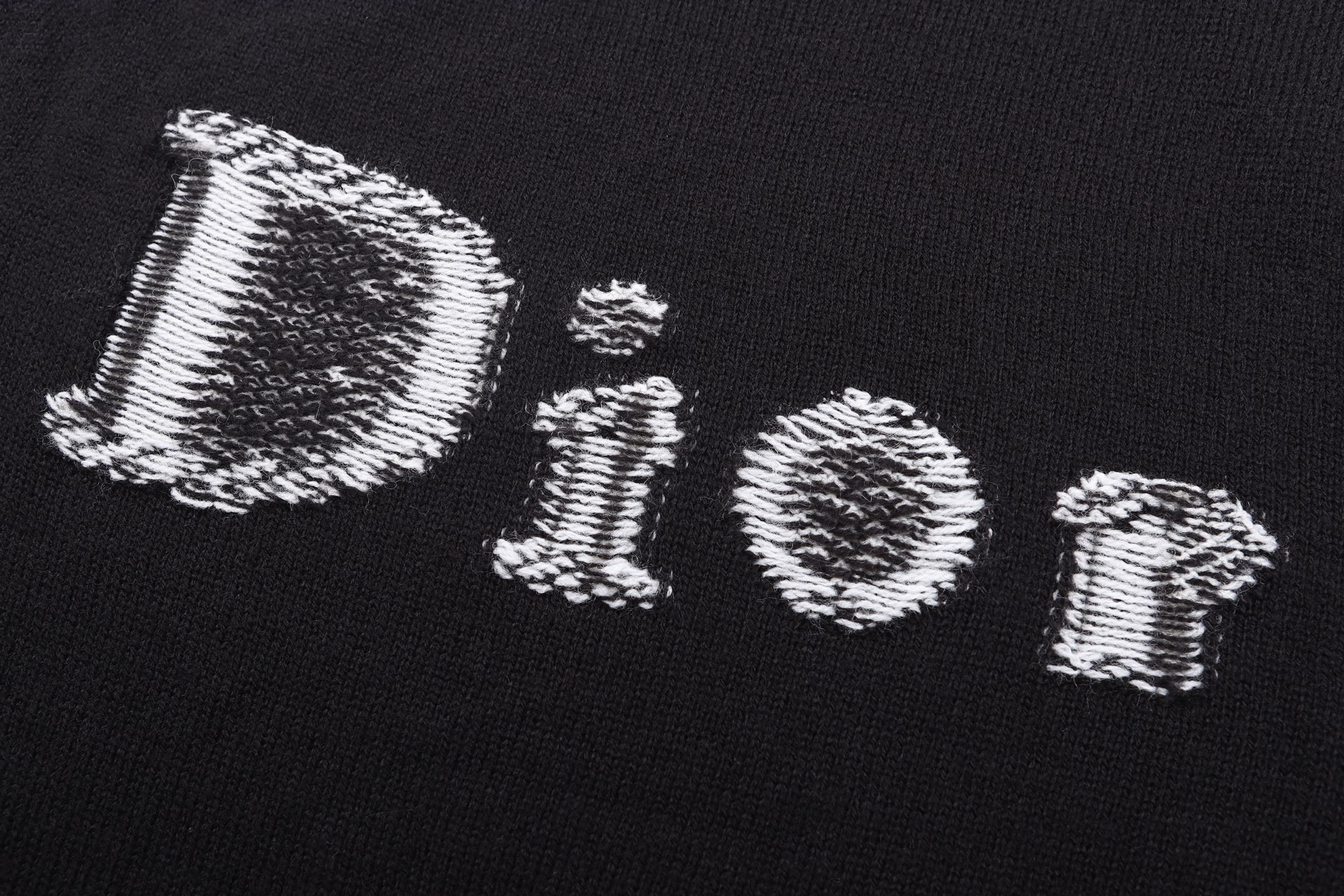 DIOR 迪奥 羊毛字母提花logo圆领针织毛衣 针织衫 外套 秋冬 长袖 黑色 B0