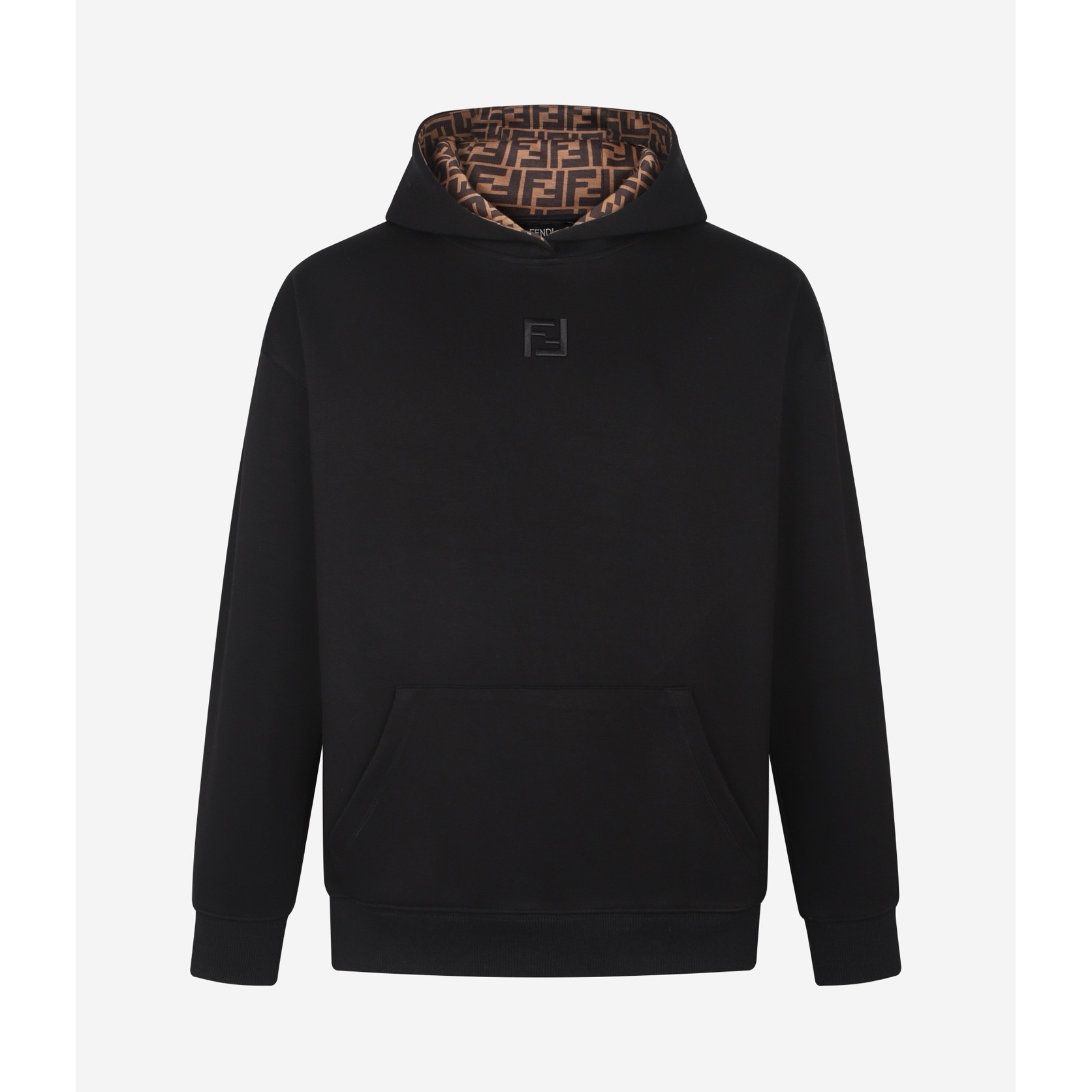 FENDI 芬迪 FF刺绣连帽卫衣 连帽衫 外套 长袖 秋冬 黑色 B0