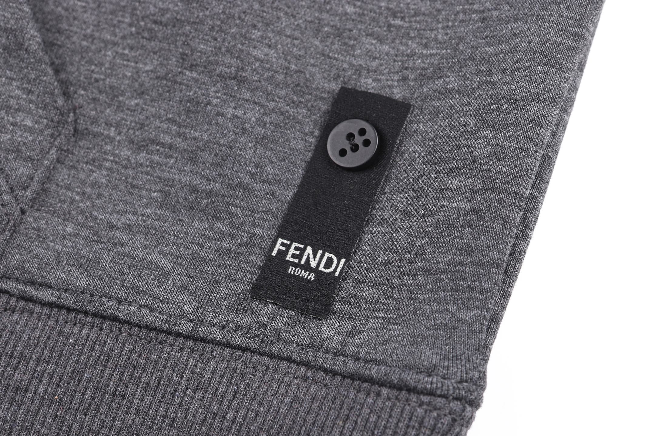 FENDI 芬迪 FF刺绣连帽卫衣 连帽衫 外套 长袖 秋冬 灰色 B0