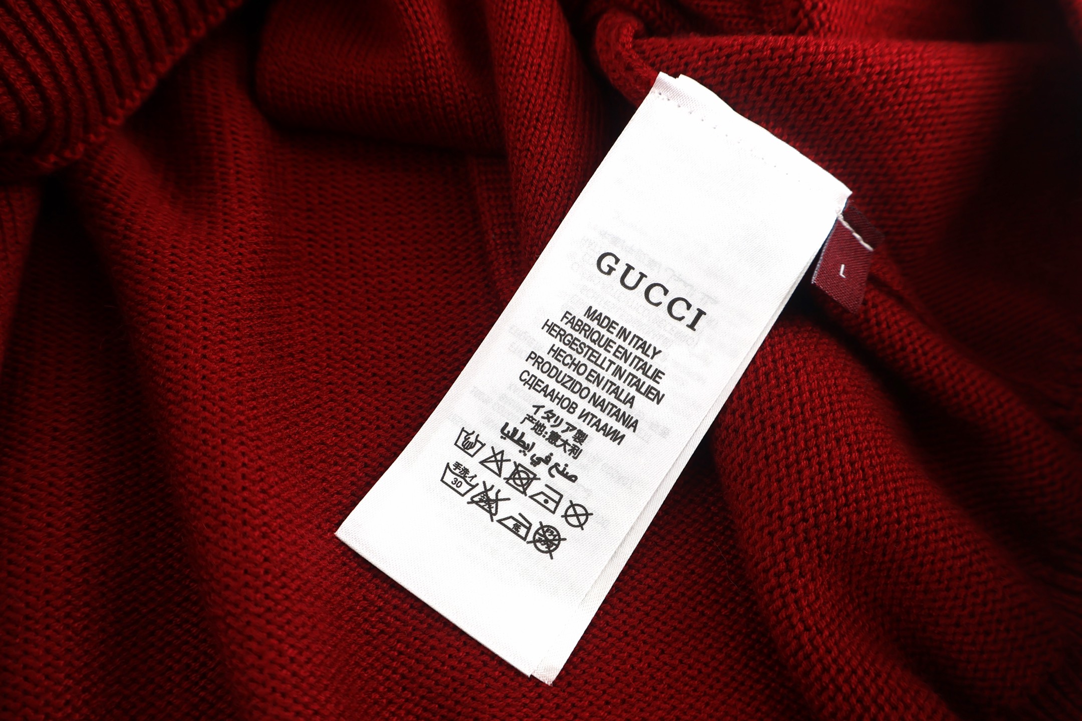 GUCCI 古驰 标识刺绣V领针织开衫 毛衣 针织衫 外套 秋冬 长袖 红色 B2