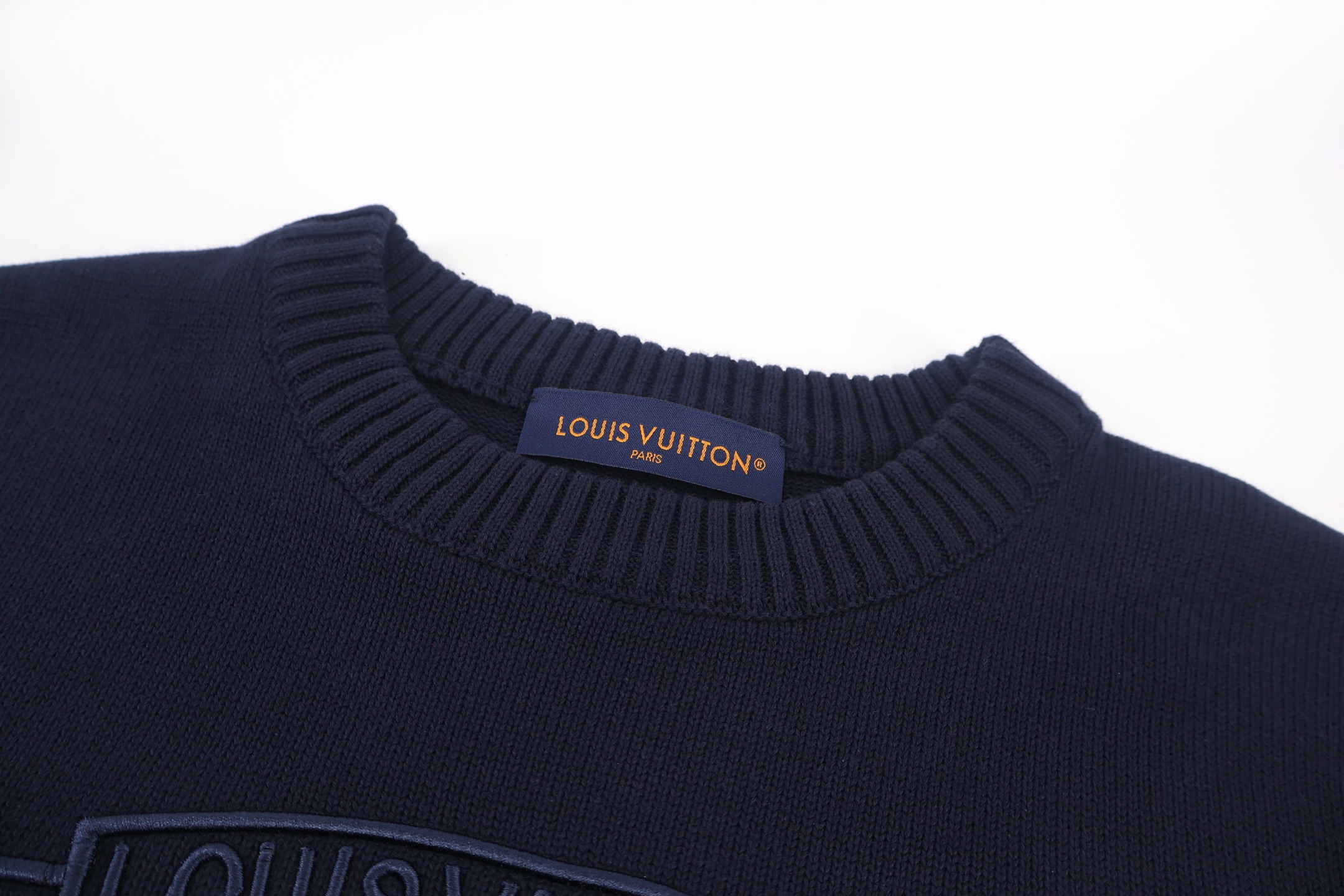 LOUIS VUITTON 路易威登 LV 盾牌徽标圆领针织毛衣 针织衫 外套 秋冬 藏蓝色 B5
