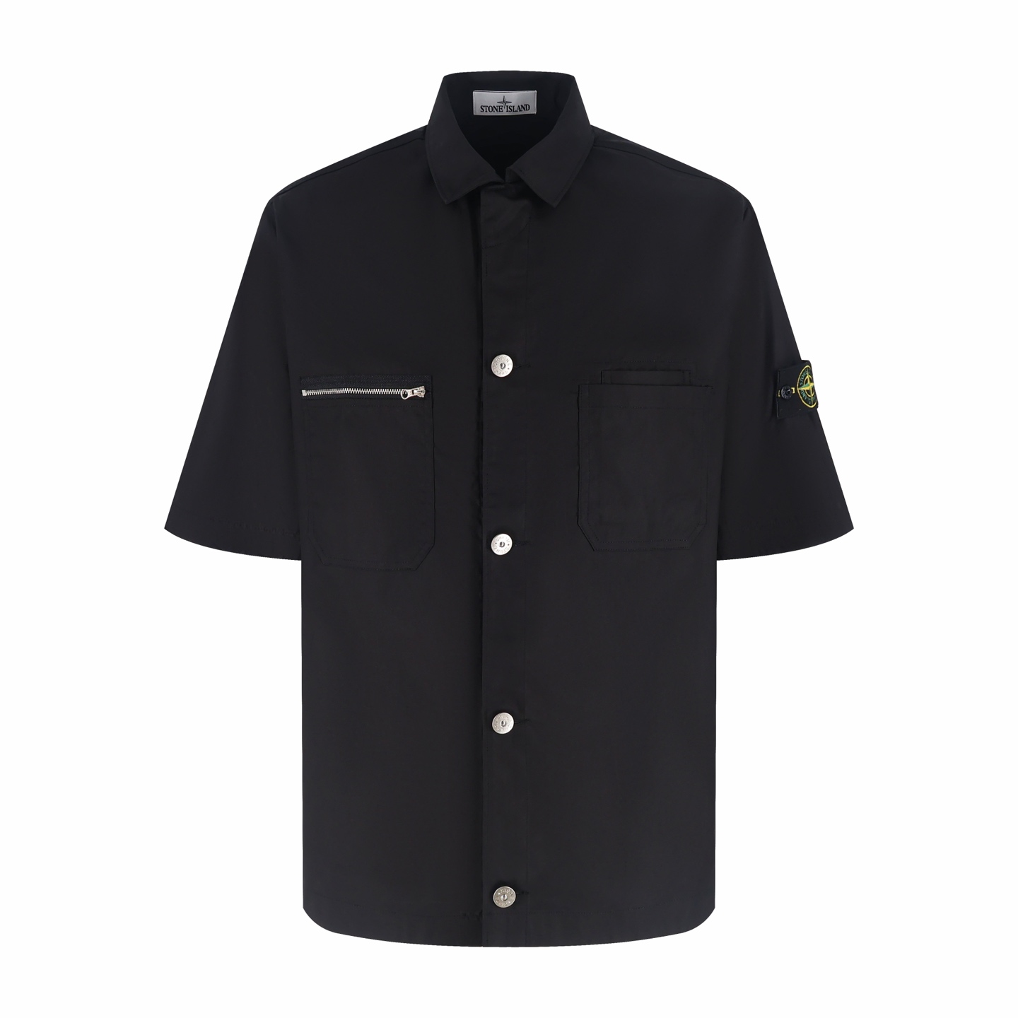 STONE ISLAND 石头岛 罗盘徽章工装短袖衬衫 外套 黑色 B0