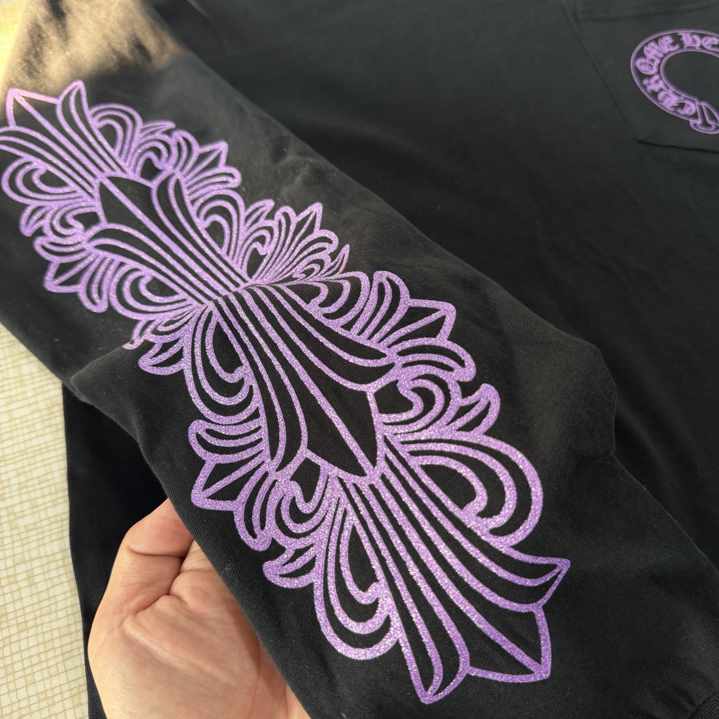 Chrome Hearts CH 克罗心 长袖 花臂 紫闪 黑色 限定 