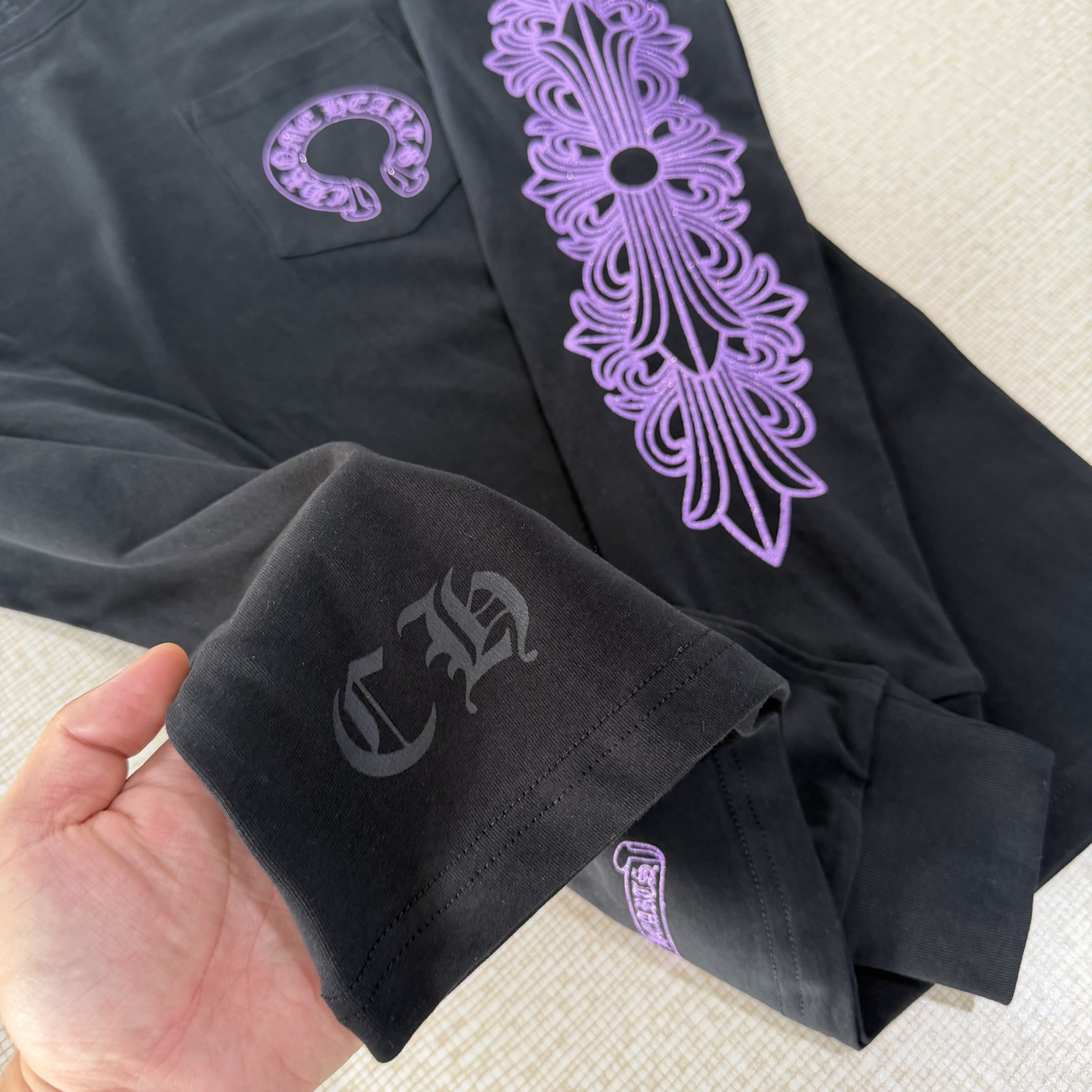 Chrome Hearts CH 克罗心 长袖 花臂 紫闪 黑色 限定 