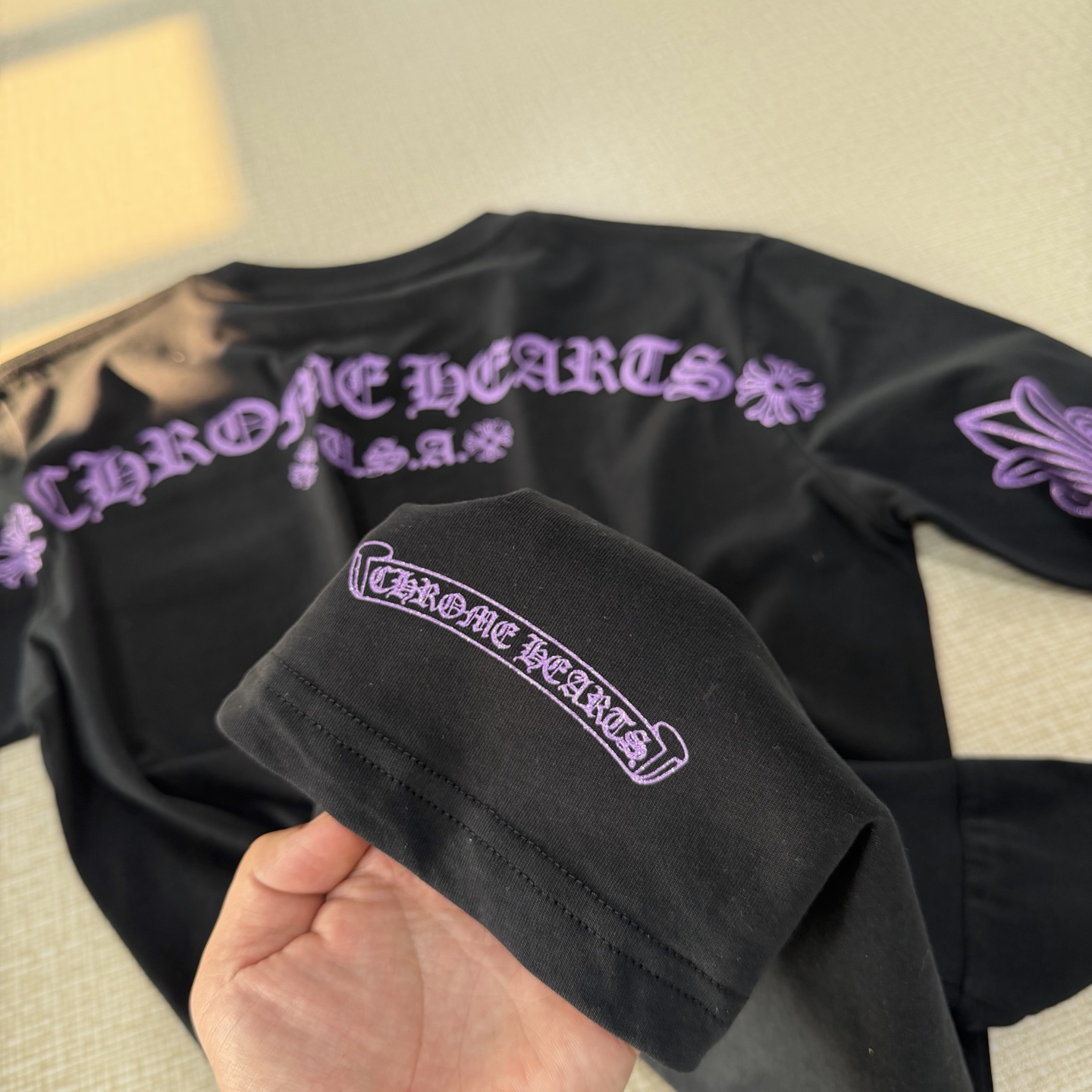 Chrome Hearts CH 克罗心 长袖 花臂 紫闪 黑色 限定 