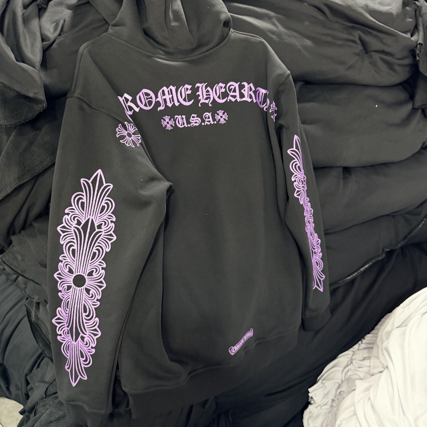925纯银 Chrome Hearts CH克罗心 经典 印花 拉链卫衣 外套  男女同款  限定 黑色 紫闪   A5  