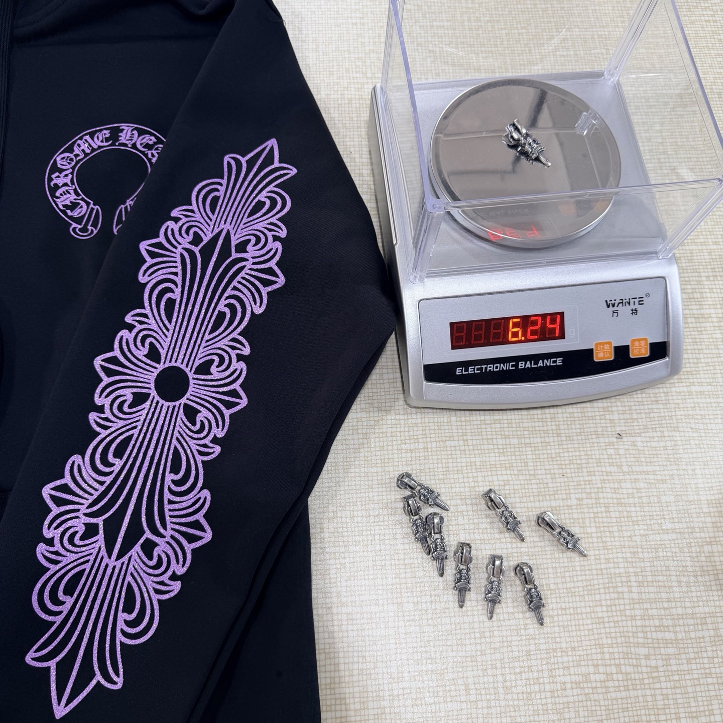 925纯银 Chrome Hearts CH克罗心 经典 印花 拉链卫衣 外套  男女同款  限定 黑色 紫闪   A5  