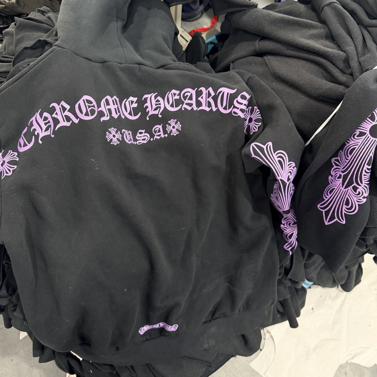 Chrome Hearts 克罗心 花臂 限定 连帽卫衣 帽衫 外套 紫色闪 黑色 A5 