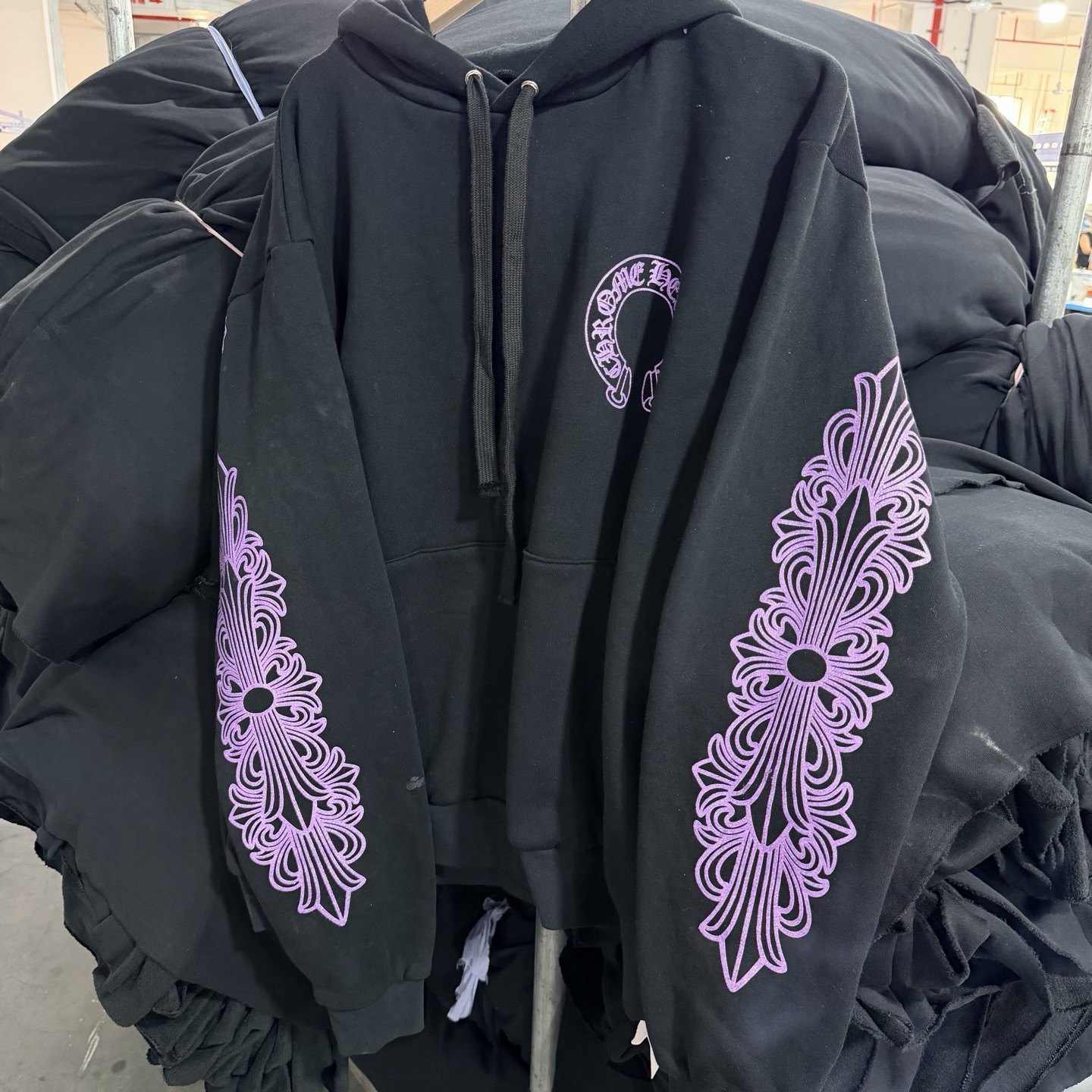 Chrome Hearts 克罗心 花臂 限定 连帽卫衣 帽衫 外套 紫色闪 黑色 A5 