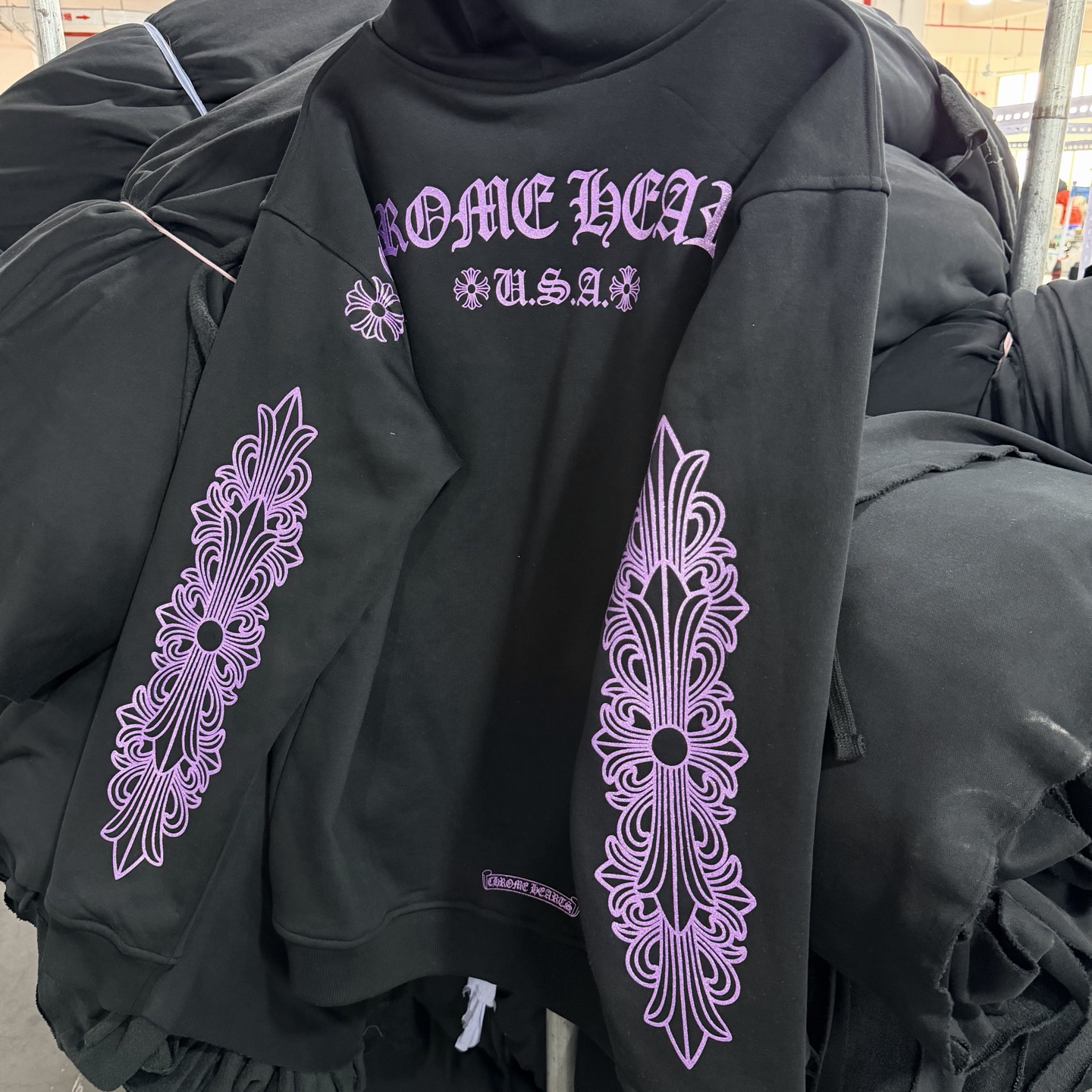 Chrome Hearts 克罗心 花臂 限定 连帽卫衣 帽衫 外套 紫色闪 黑色 A5 