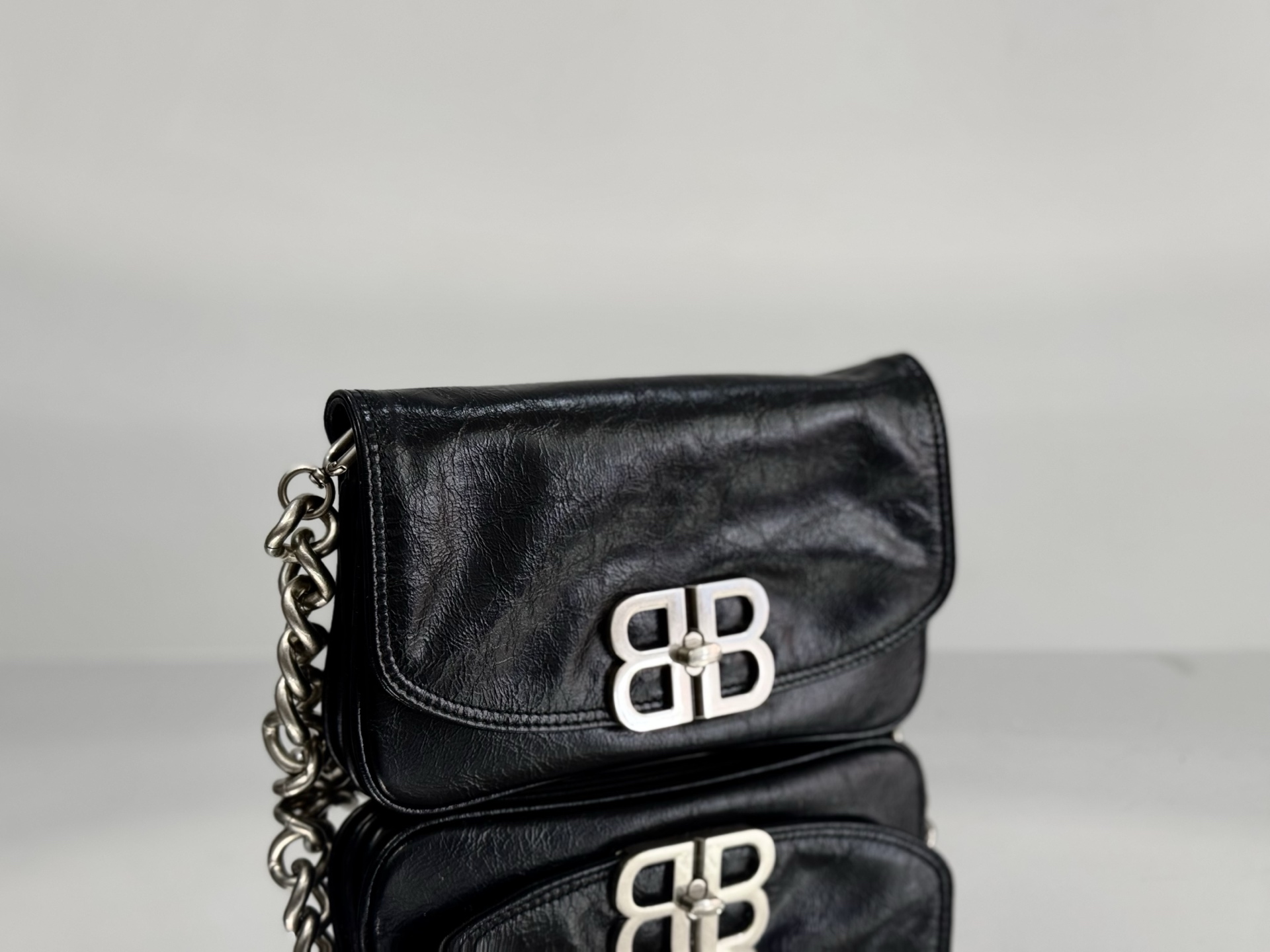 36CM/29cm  巴黎世家 单肩斜跨 Balenciag BB Soft (Crossbody/Shoulder) Cowhide – Black 7484882AAI41000