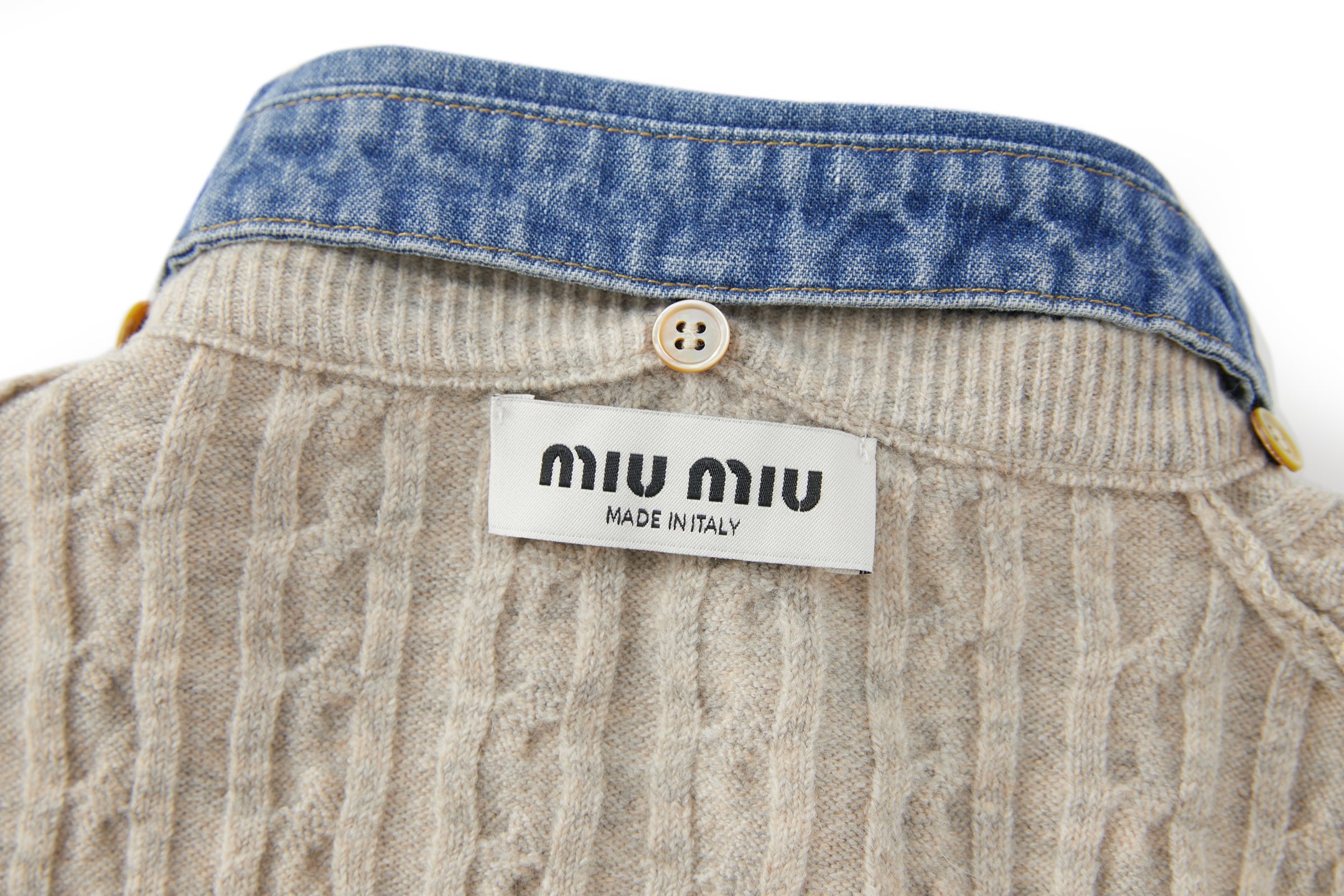 MIU MIU 缪缪 字母提花标识牛仔领针织衫 开衫 毛衣 外套 长袖 女款 B2
