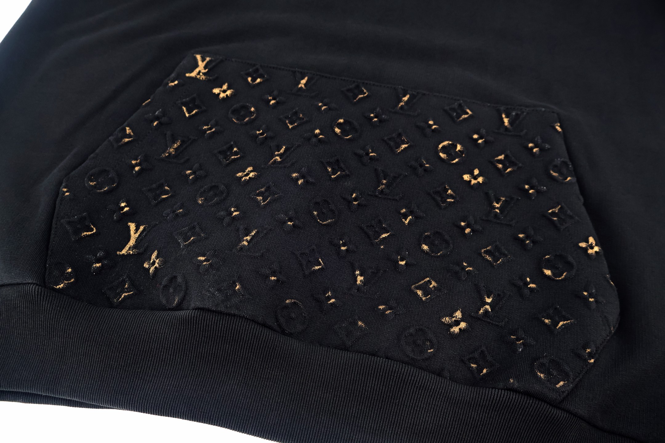 LOUIS VUITTON 路易威登 油墨印花套头连帽卫衣 连帽衫 外套 夹克 秋冬 黑色 B0