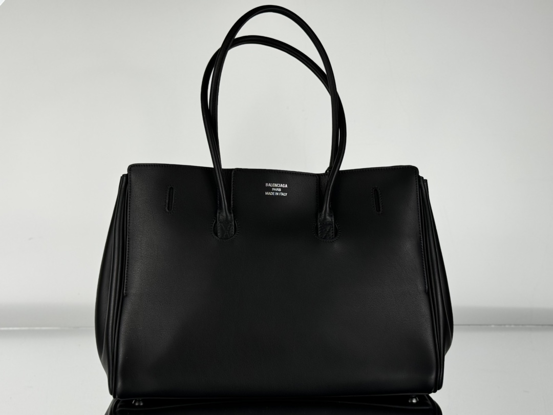 37CM-middle 巴黎世家 单肩斜跨 Balenciag Bel Air  (Crossbody/Shoulder) Cowhide Tote – Black 8054812ABAV1000