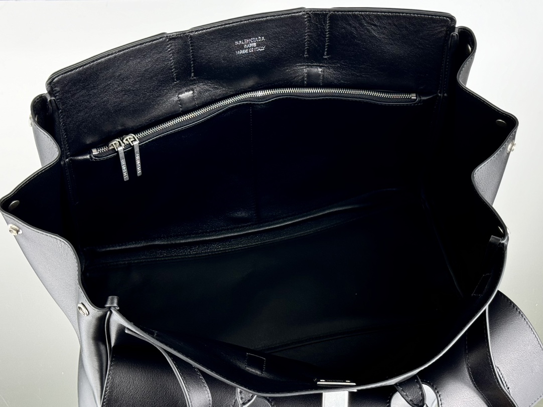 37CM-middle 巴黎世家 单肩斜跨 Balenciag Bel Air  (Crossbody/Shoulder) Cowhide Tote – Black 8054812ABAV1000