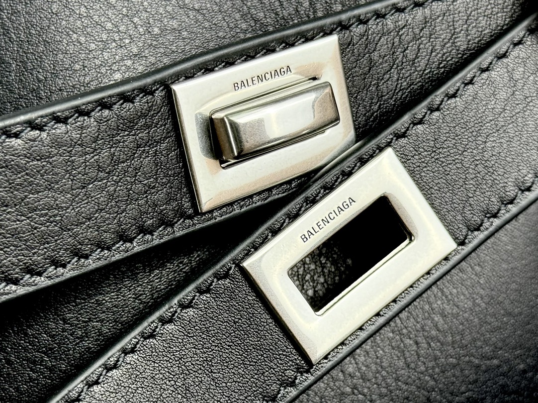 37CM-middle 巴黎世家 单肩斜跨 Balenciag Bel Air  (Crossbody/Shoulder) Cowhide Tote – Black 8054812ABAV1000