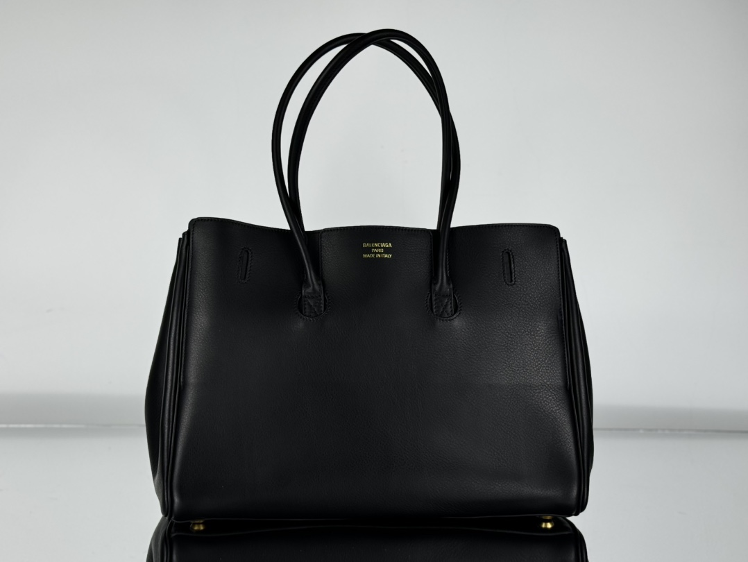 37CM-middle 巴黎世家 单肩斜跨 Balenciag Bel Air  (Crossbody/Shoulder) Cowhide Tote – Black 8054812ABAV1000