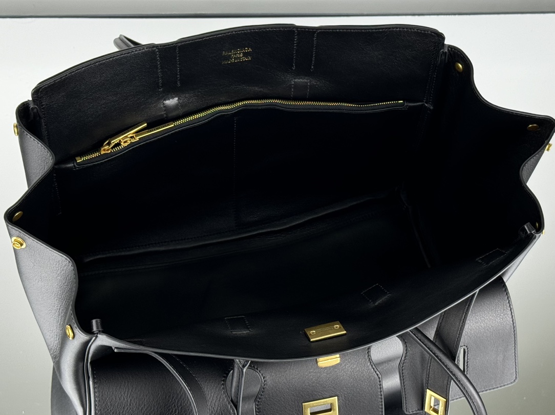 37CM-middle 巴黎世家 单肩斜跨 Balenciag Bel Air  (Crossbody/Shoulder) Cowhide Tote – Black 8054812ABAV1000