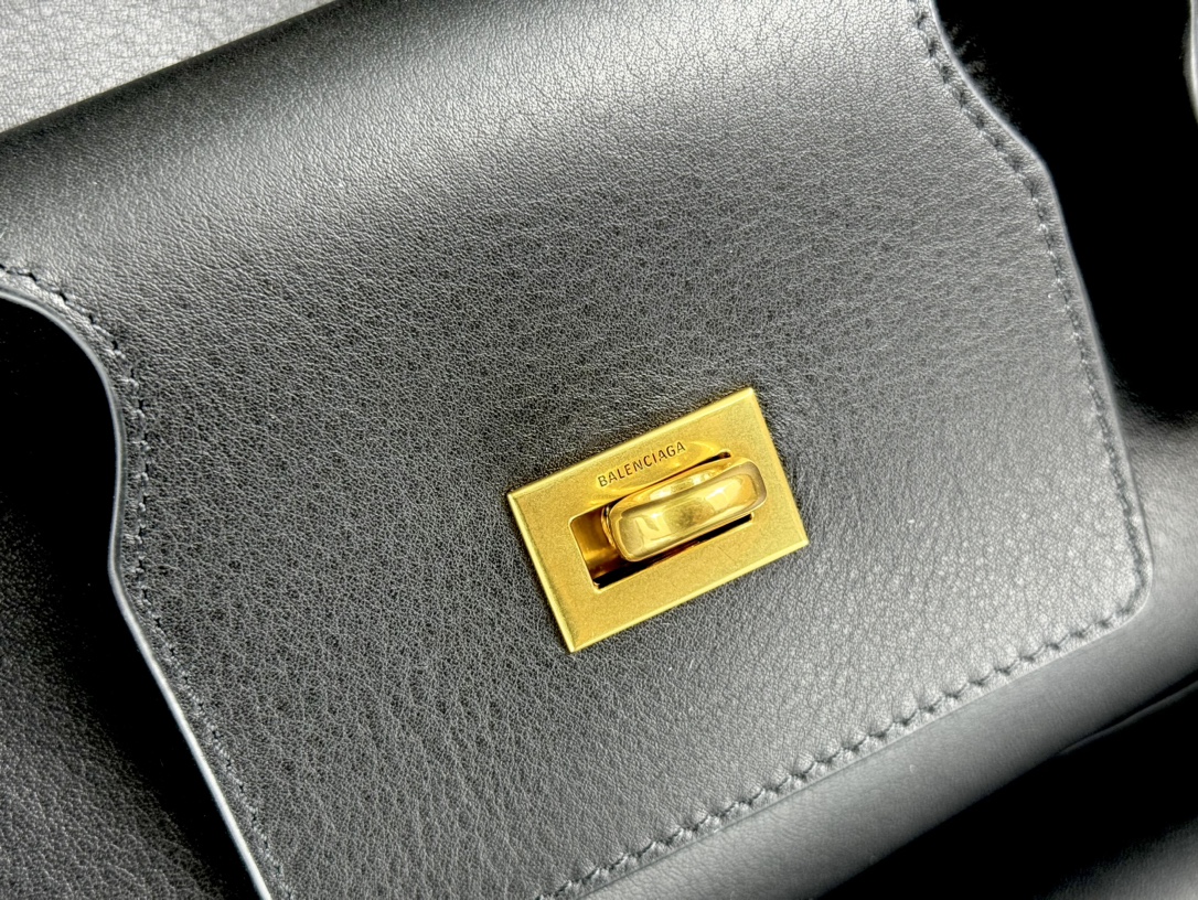 37CM-middle 巴黎世家 单肩斜跨 Balenciag Bel Air  (Crossbody/Shoulder) Cowhide Tote – Black 8054812ABAV1000