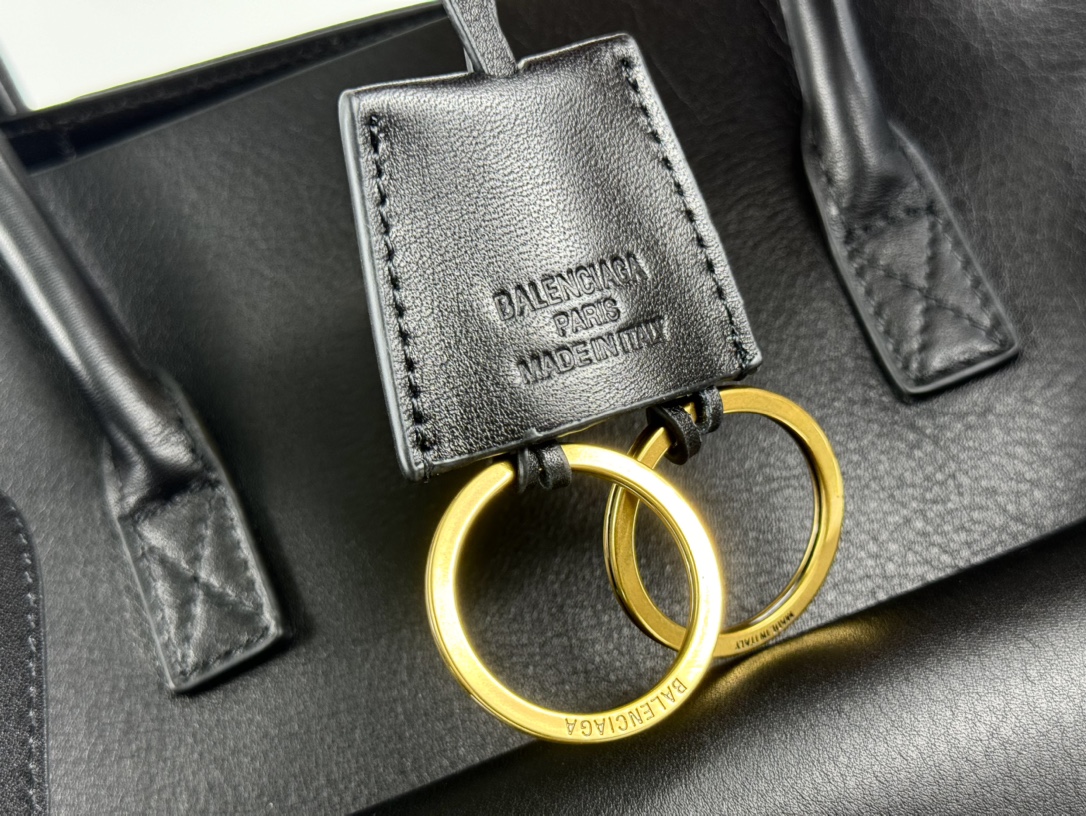 37CM-middle 巴黎世家 单肩斜跨 Balenciag Bel Air  (Crossbody/Shoulder) Cowhide Tote – Black 8054812ABAV1000