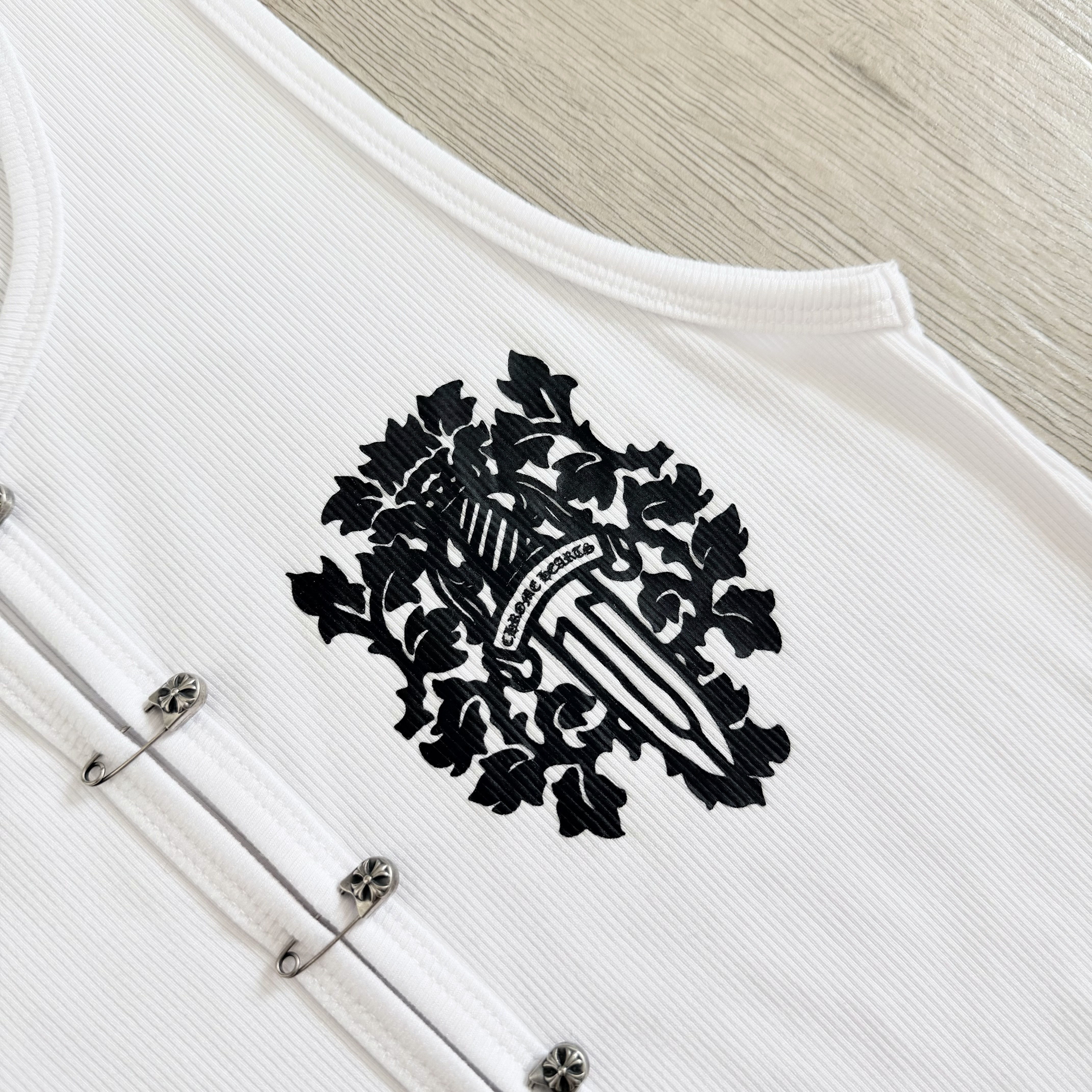 Chrome Hearts CH 克罗心 双面宝剑印花别针背心 夏款 女款 白色
