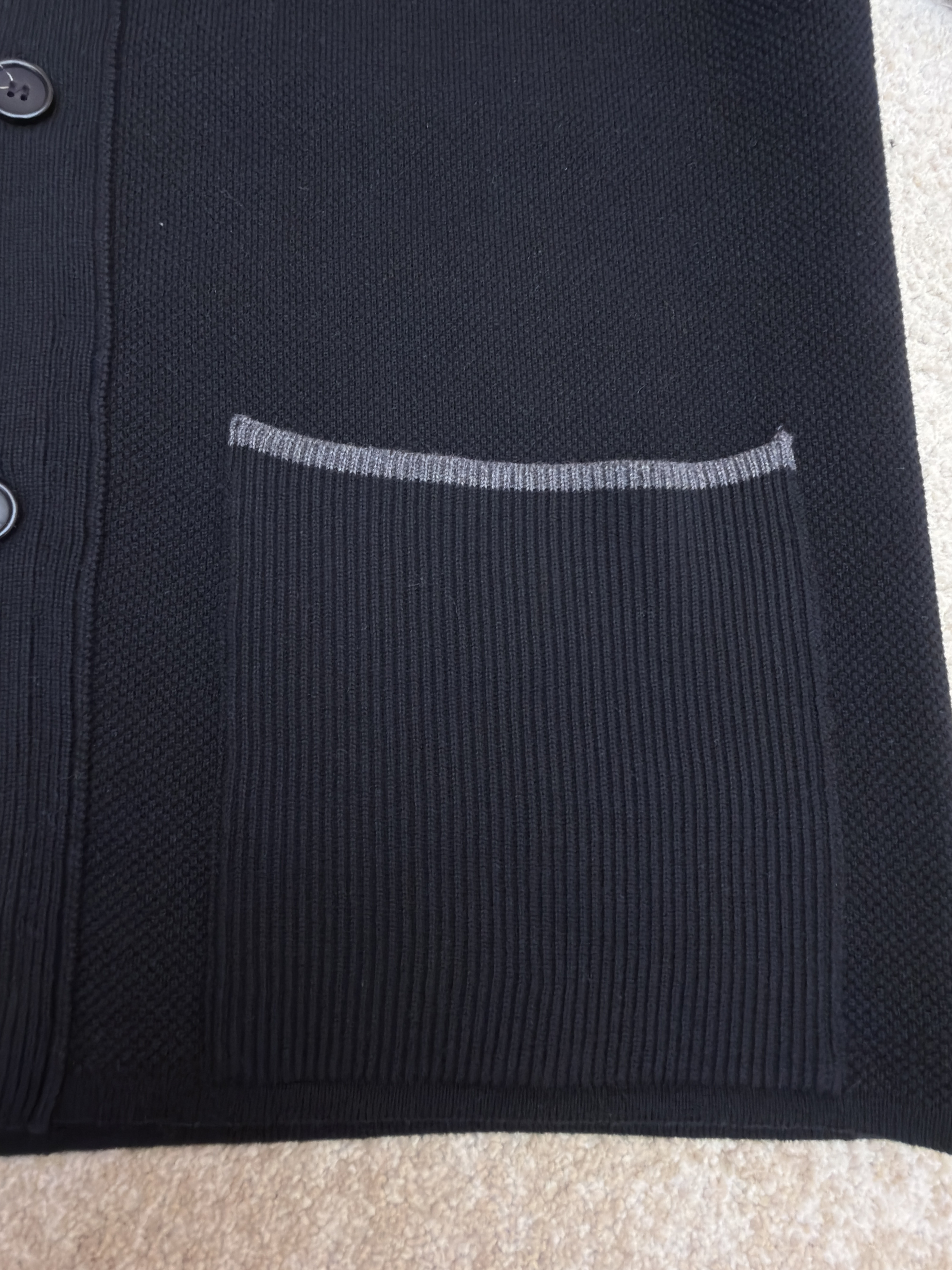 THOM BROWNE 针织Polo领工装夹克 外套 长袖 黑灰色 C0