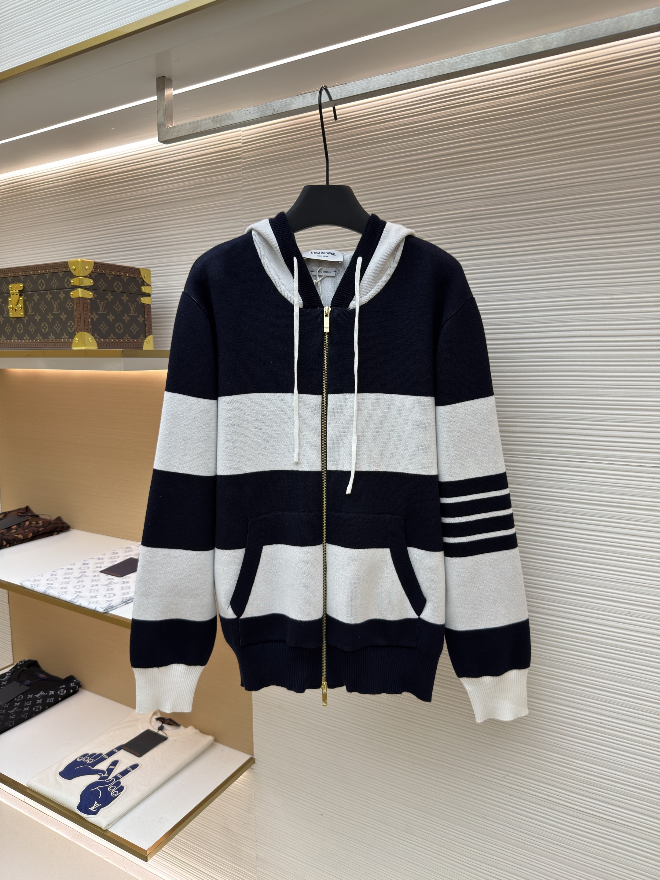 THOM BROWNE 小狗拉链连帽针织毛衣 针织衫 开衫 外套 长袖 蓝色 藏蓝色 绿色 灰色 黄色 B5