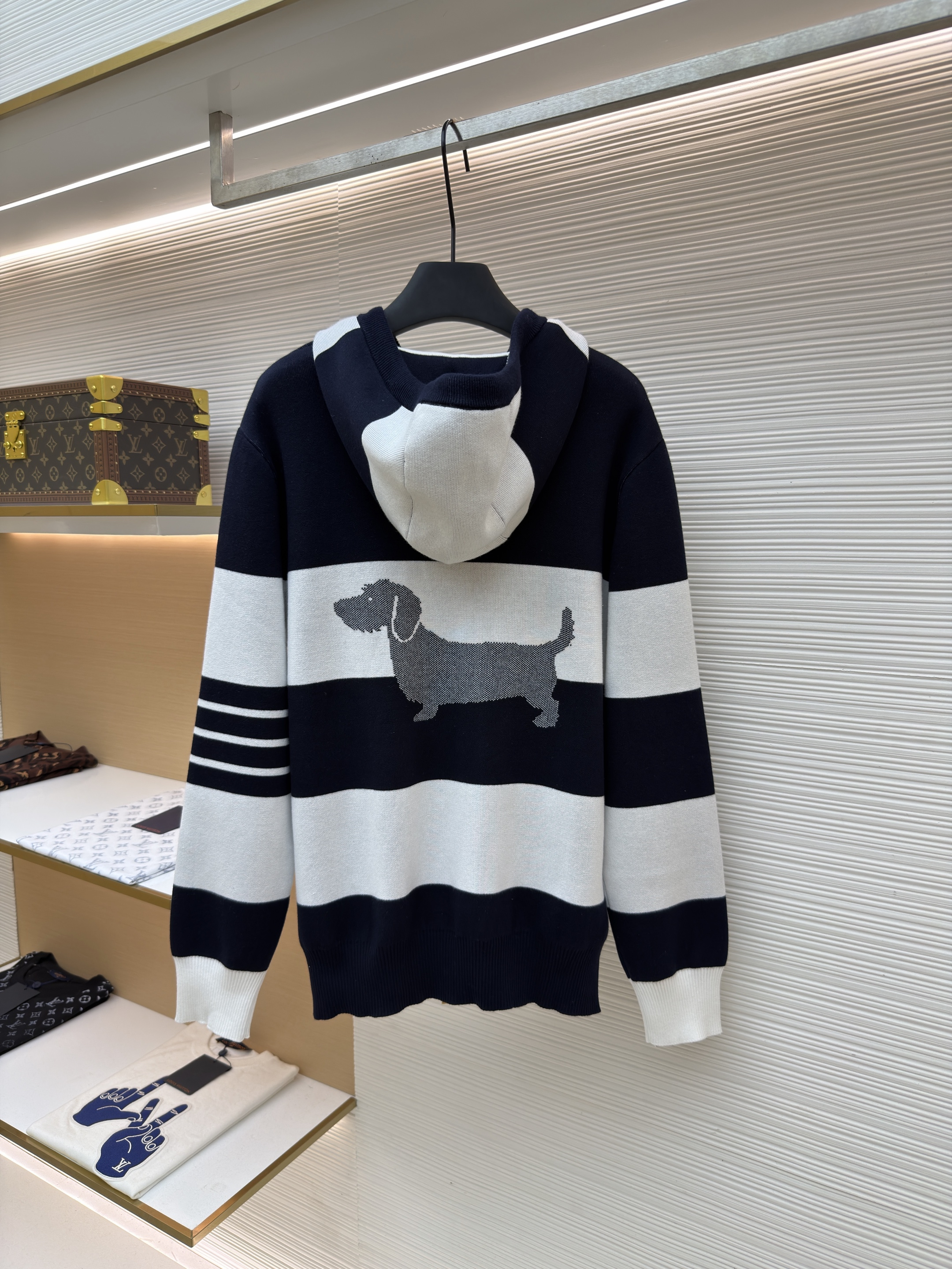 THOM BROWNE 小狗拉链连帽针织毛衣 针织衫 开衫 外套 长袖 蓝色 藏蓝色 绿色 灰色 黄色 B5