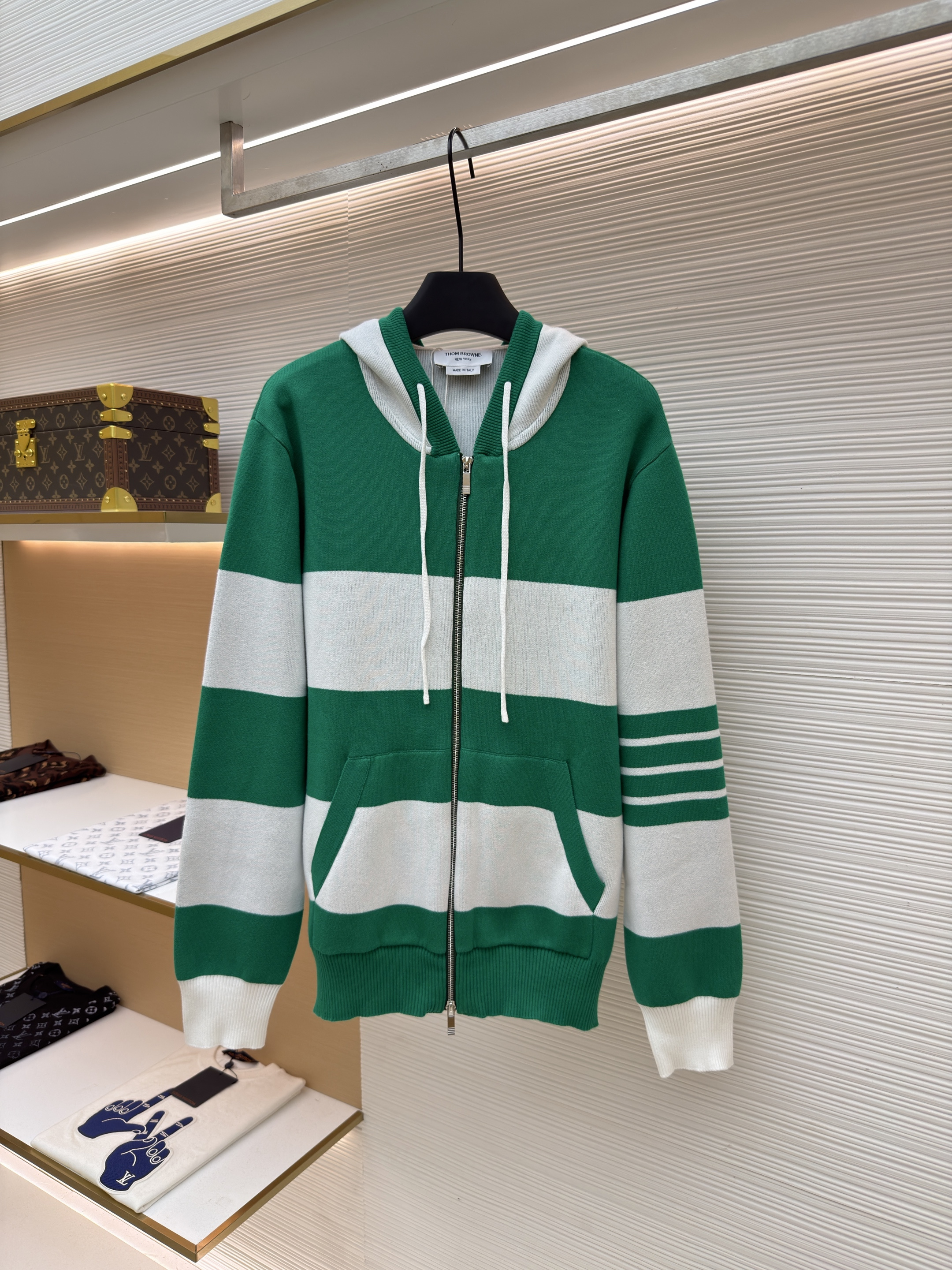 THOM BROWNE 小狗拉链连帽针织毛衣 针织衫 开衫 外套 长袖 蓝色 藏蓝色 绿色 灰色 黄色 B5