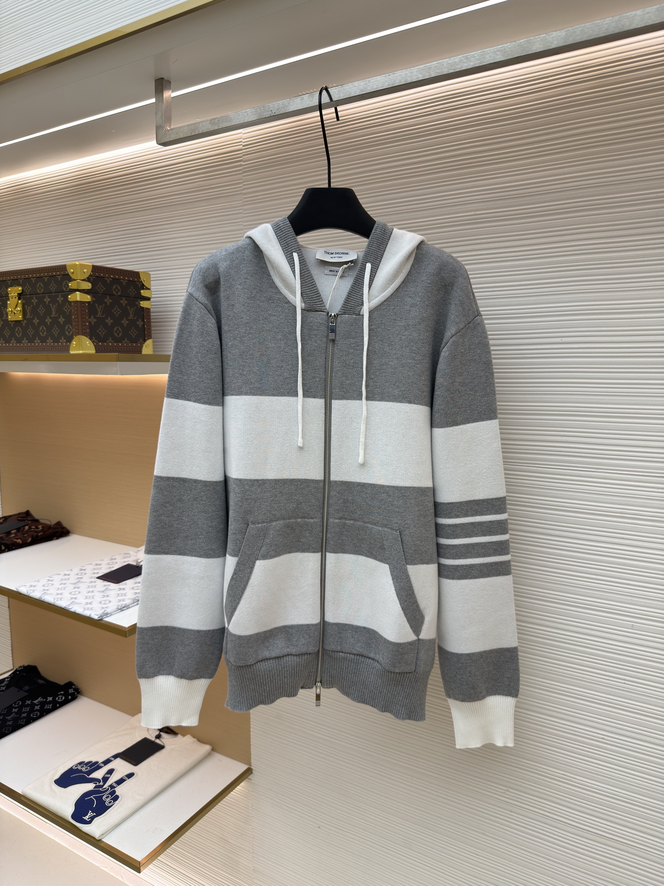 THOM BROWNE 小狗拉链连帽针织毛衣 针织衫 开衫 外套 长袖 蓝色 藏蓝色 绿色 灰色 黄色 B5