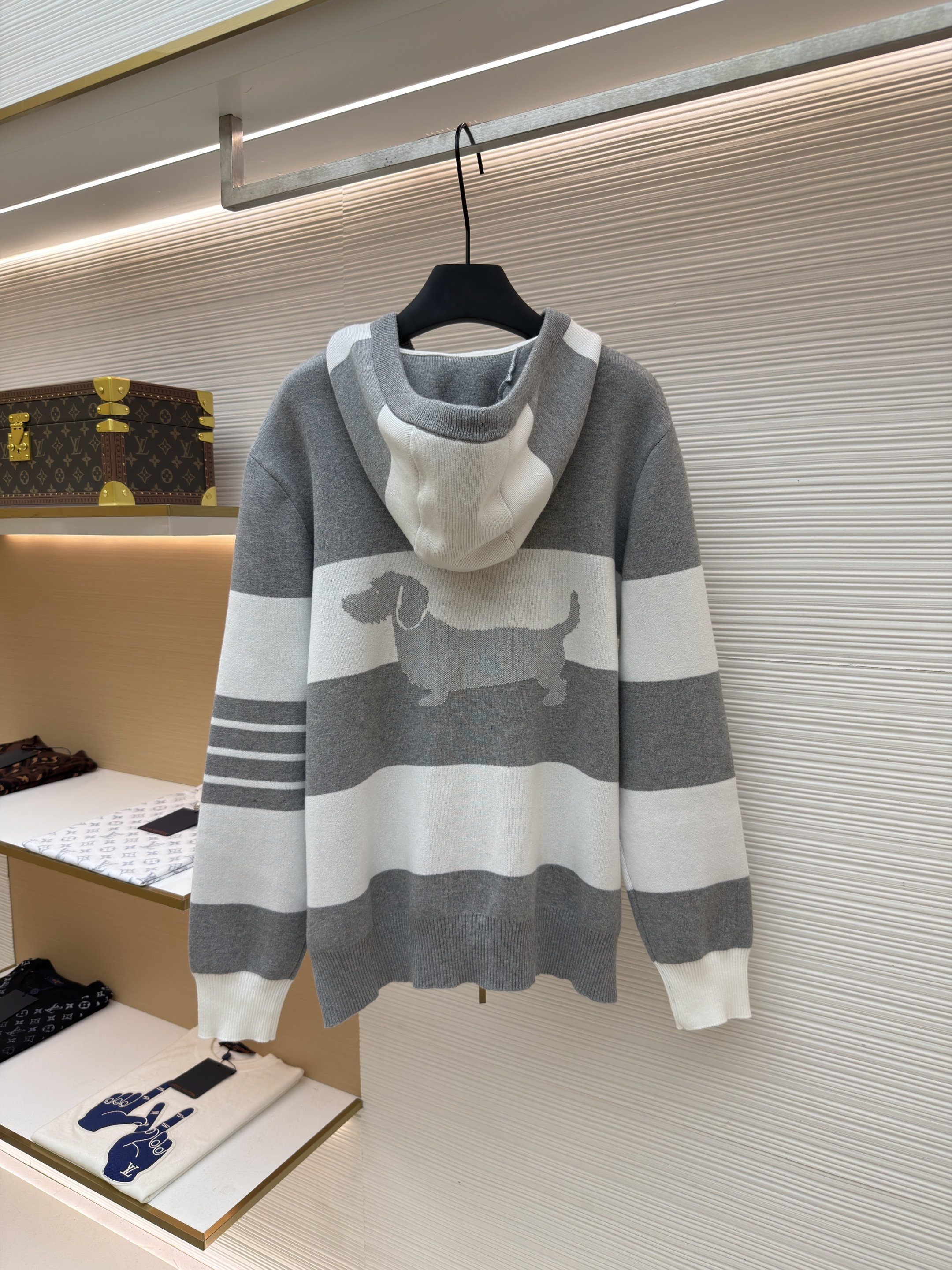 THOM BROWNE 小狗拉链连帽针织毛衣 针织衫 开衫 外套 长袖 蓝色 藏蓝色 绿色 灰色 黄色 B5