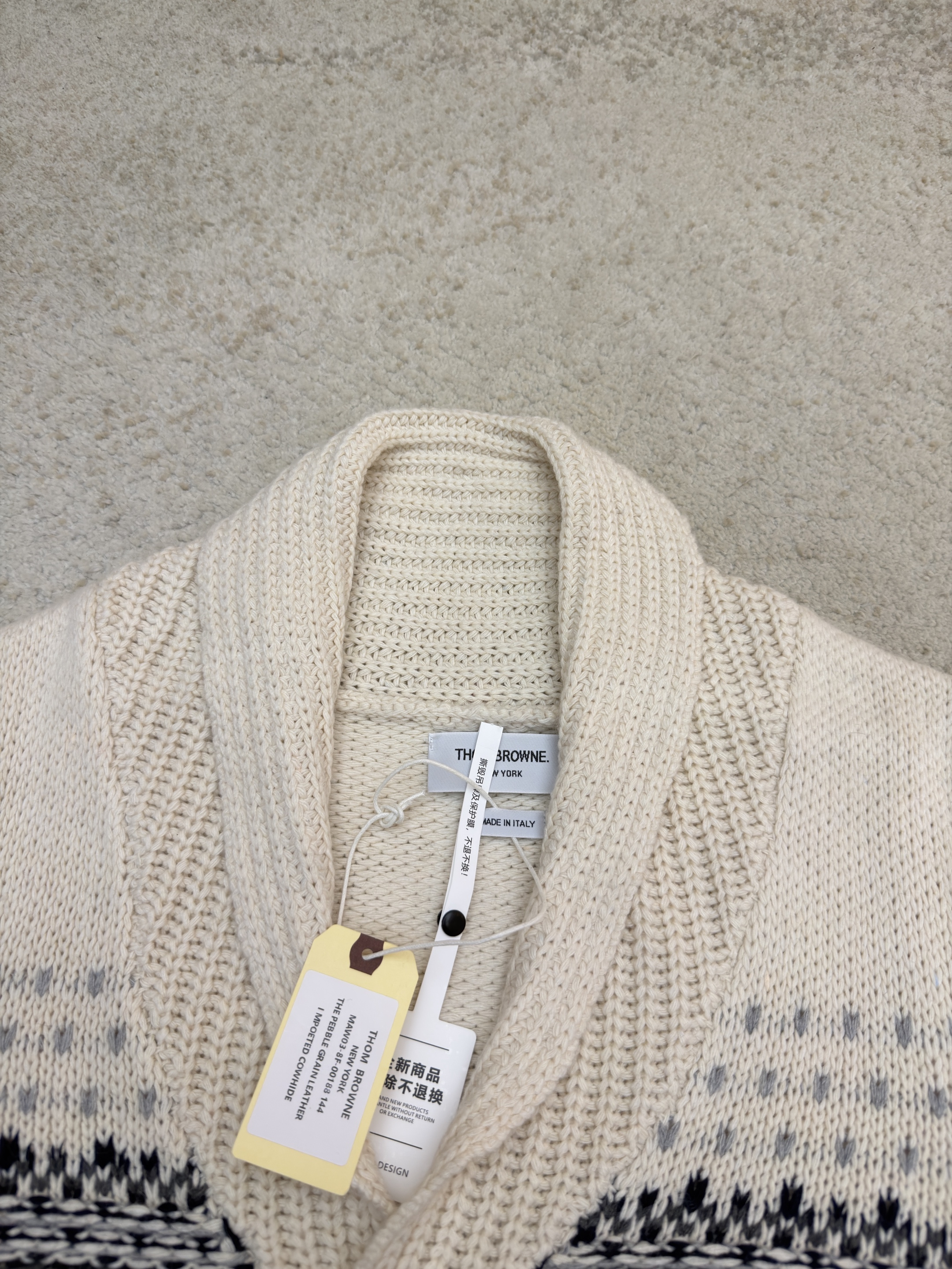 THOM BROWNE 费尔岛条纹V领针织开衫 毛衣 针织衫 外套 长袖 C0