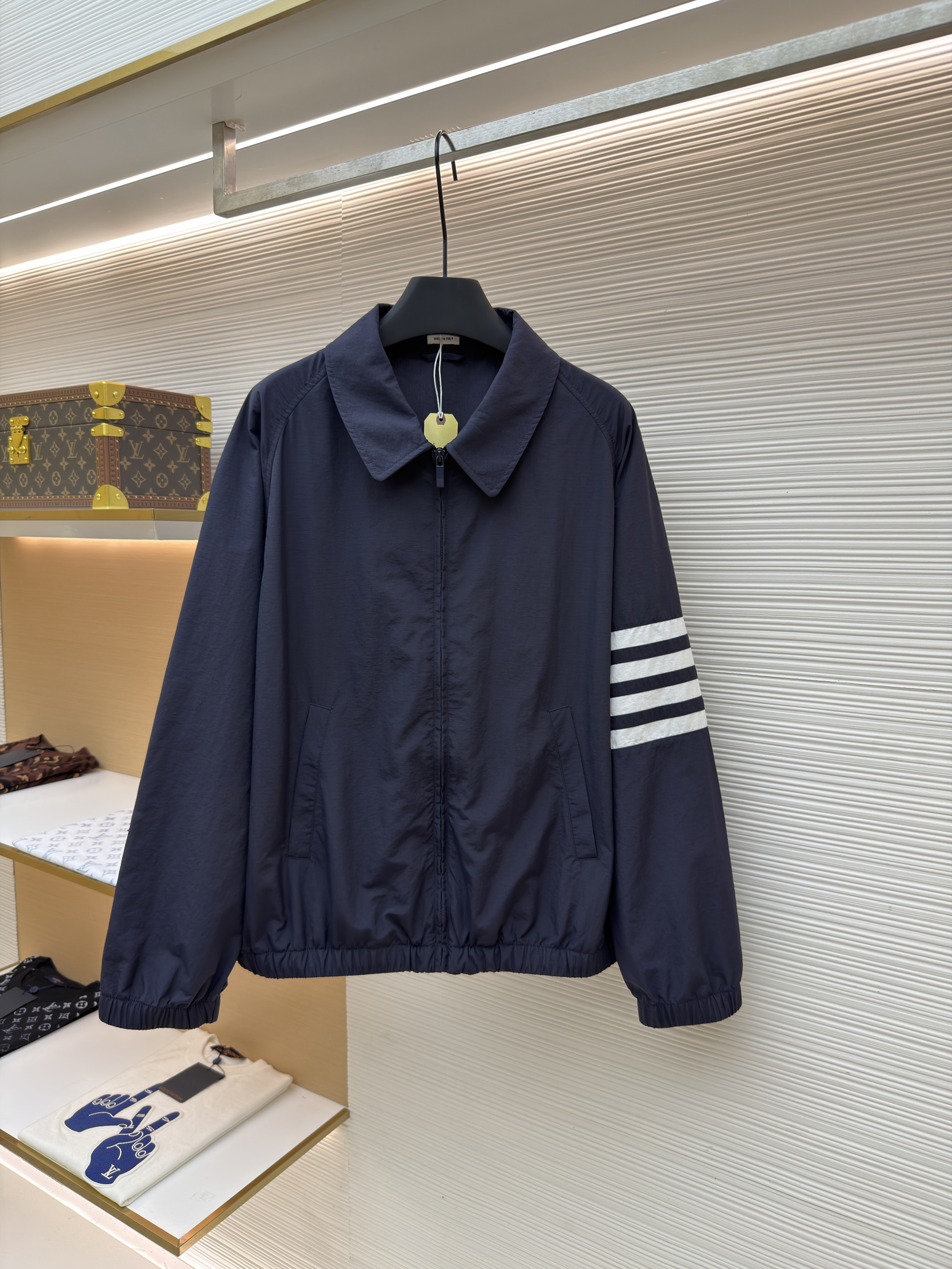 THOM BROWNE 拉链夹克 外套 长袖 秋冬 藏蓝色 B0