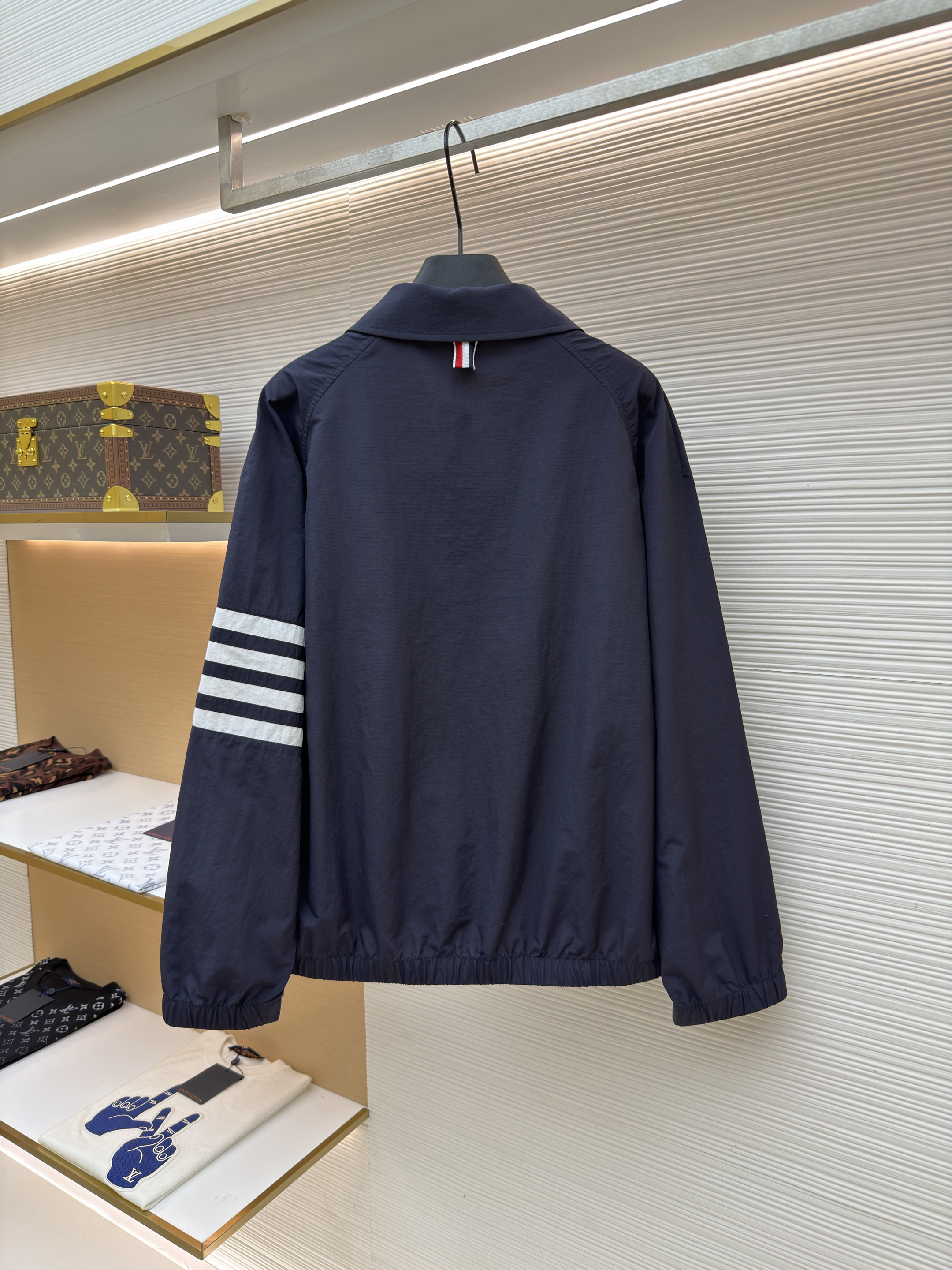 THOM BROWNE 拉链夹克 外套 长袖 秋冬 藏蓝色 B0