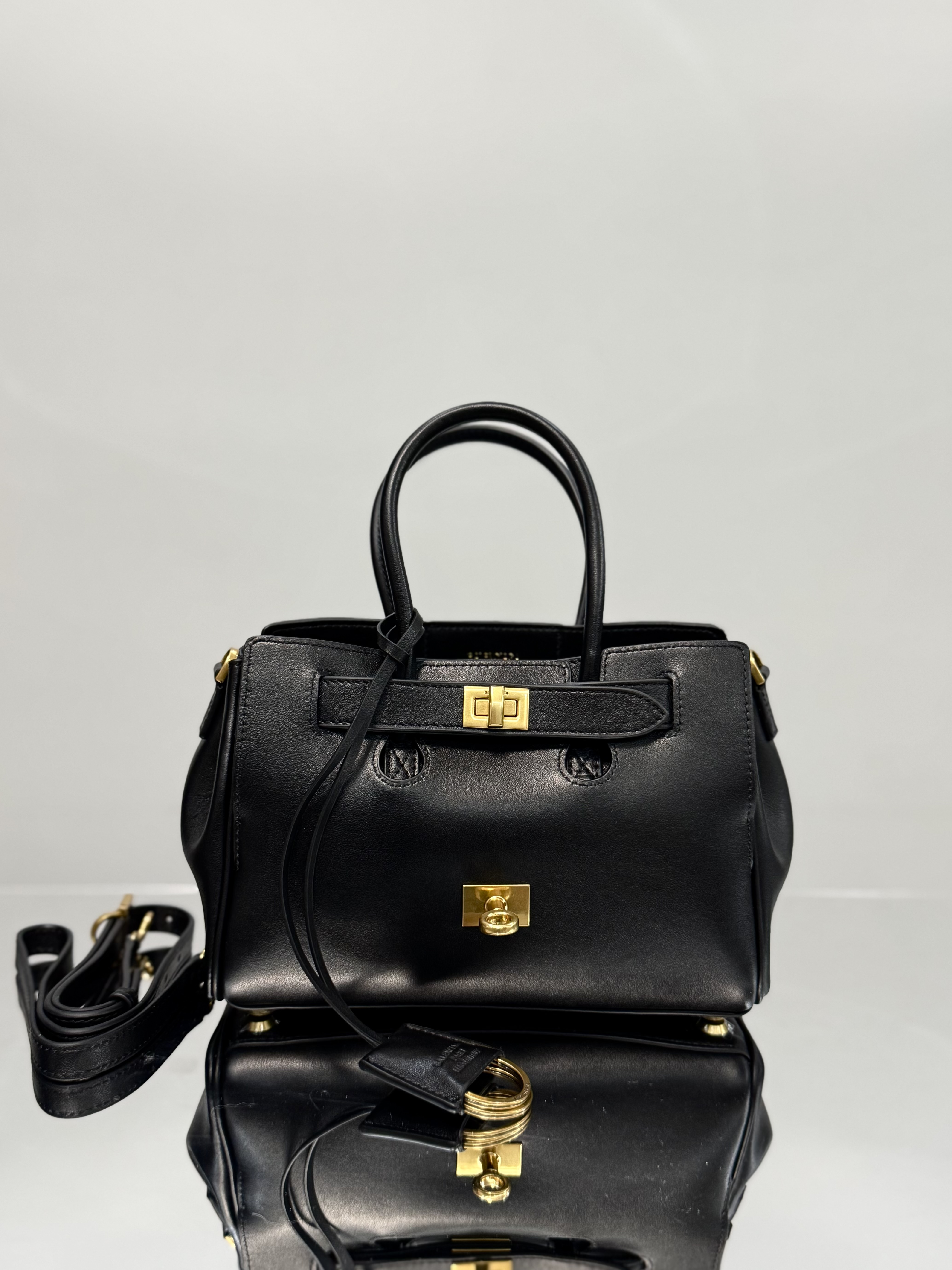 23CM-mini 巴黎世家 单肩斜跨 Balenciag Bel Air  (Crossbody/Shoulder) Cowhide Tote – Black 8357322ABAW1000