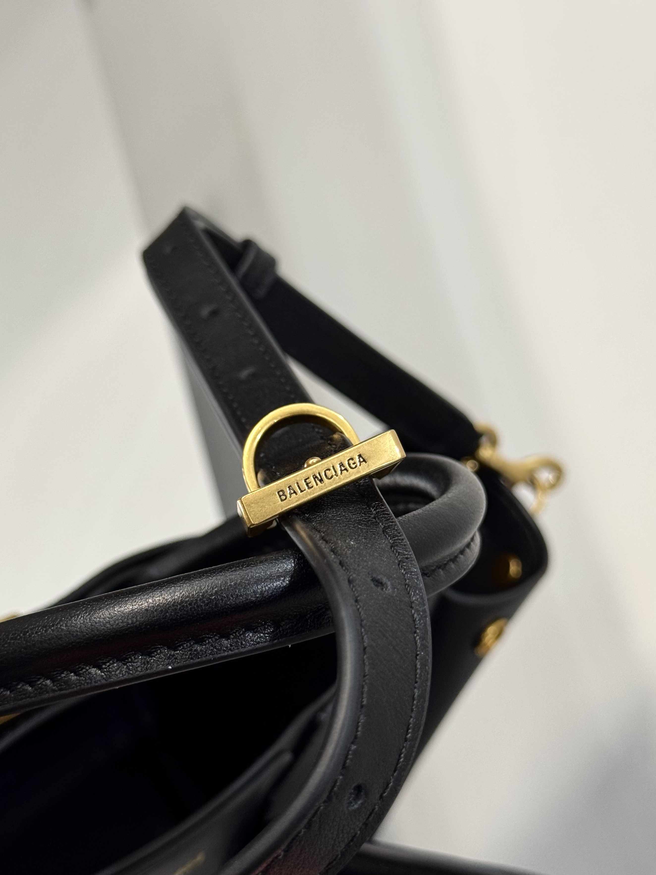 23CM-mini 巴黎世家 单肩斜跨 Balenciag Bel Air  (Crossbody/Shoulder) Cowhide Tote – Black 8357322ABAW1000