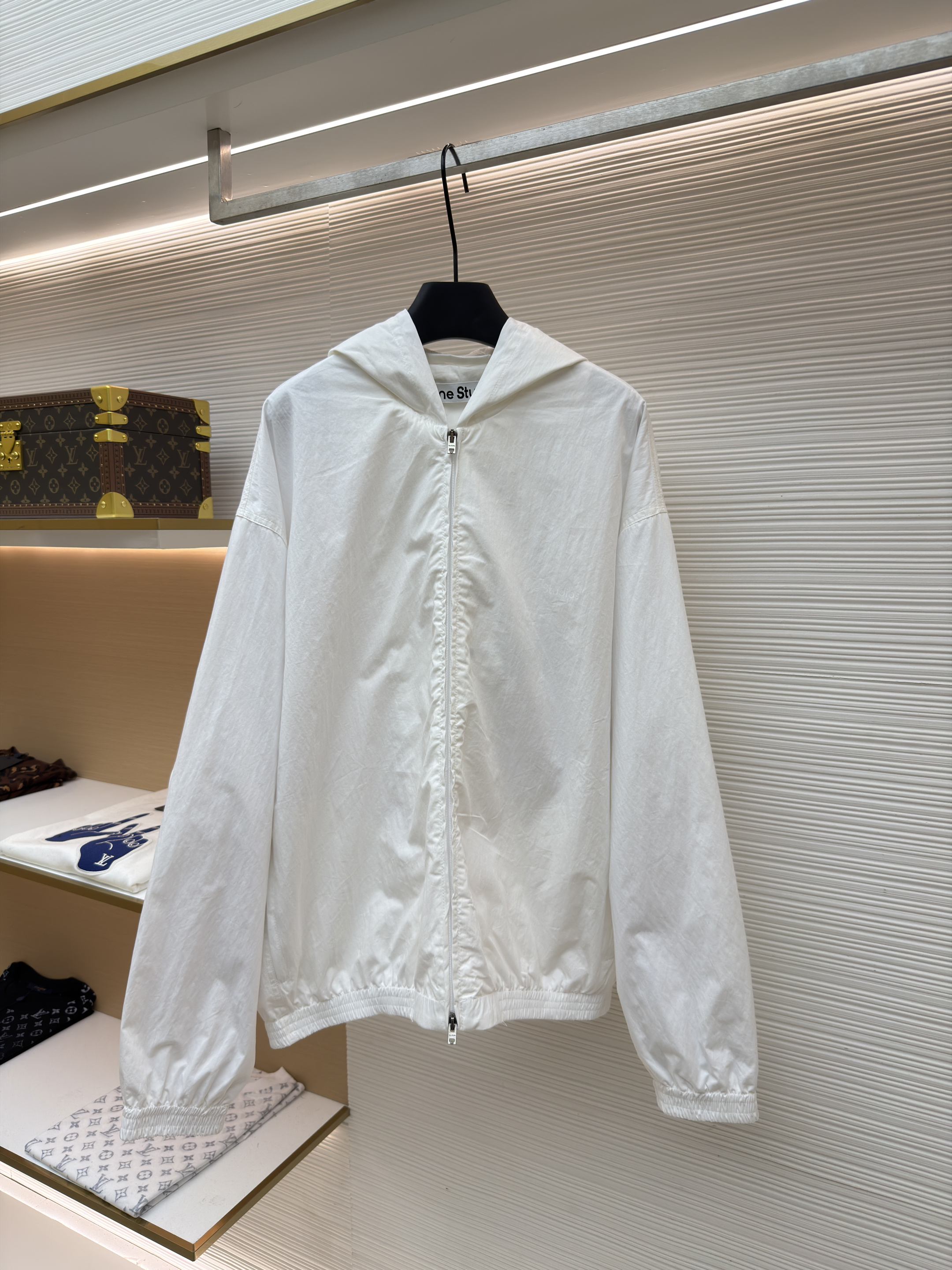 Acne Studios 徽标印花拉链连帽夹克 外套 秋冬 长袖 白色 黑色 B2