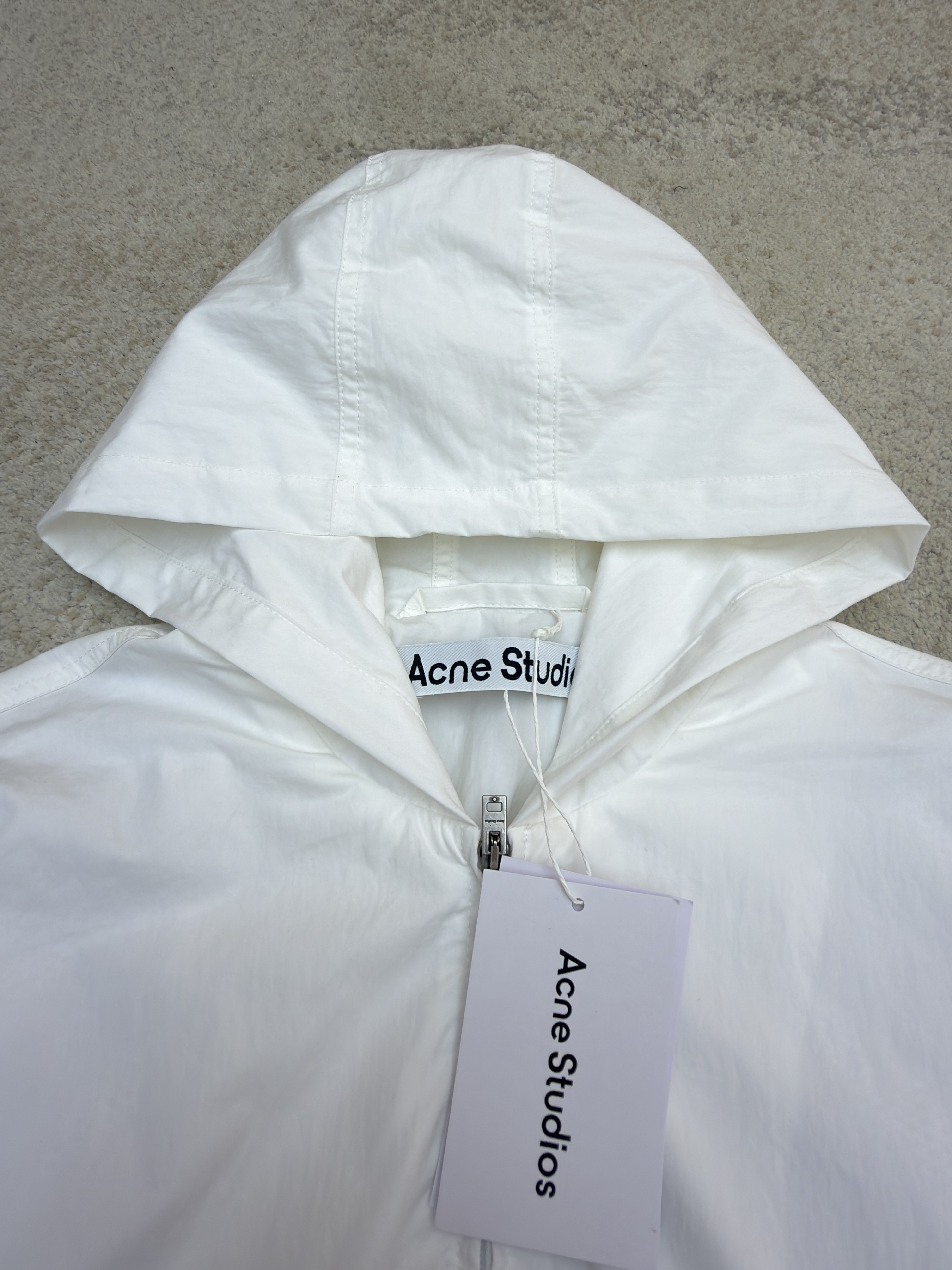 Acne Studios 徽标印花拉链连帽夹克 外套 秋冬 长袖 白色 黑色 B2