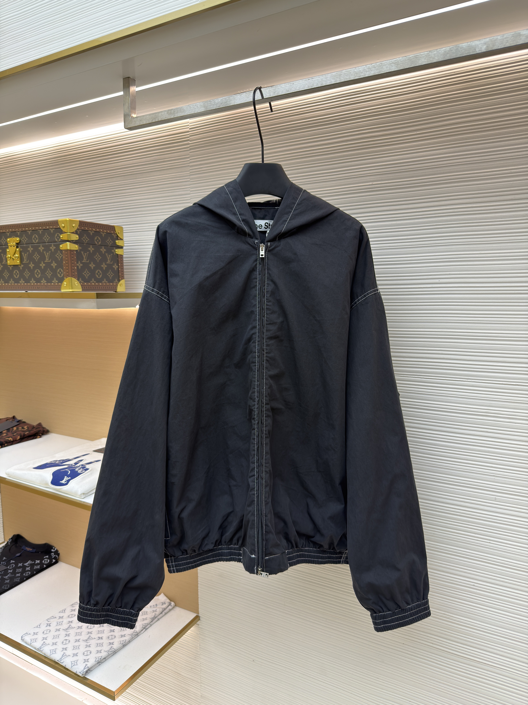 Acne Studios 徽标印花拉链连帽夹克 外套 秋冬 长袖 白色 黑色 B2