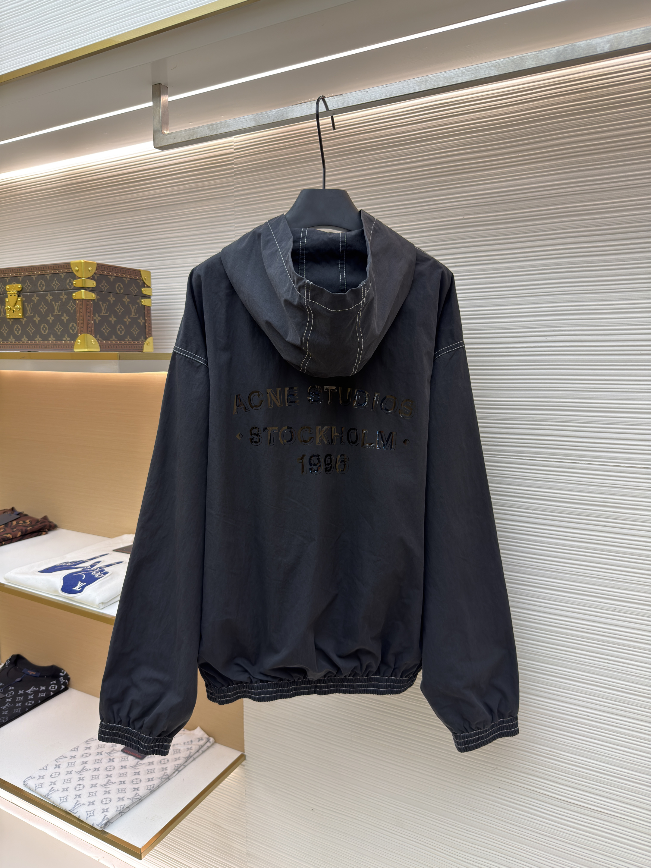 Acne Studios 徽标印花拉链连帽夹克 外套 秋冬 长袖 白色 黑色 B2