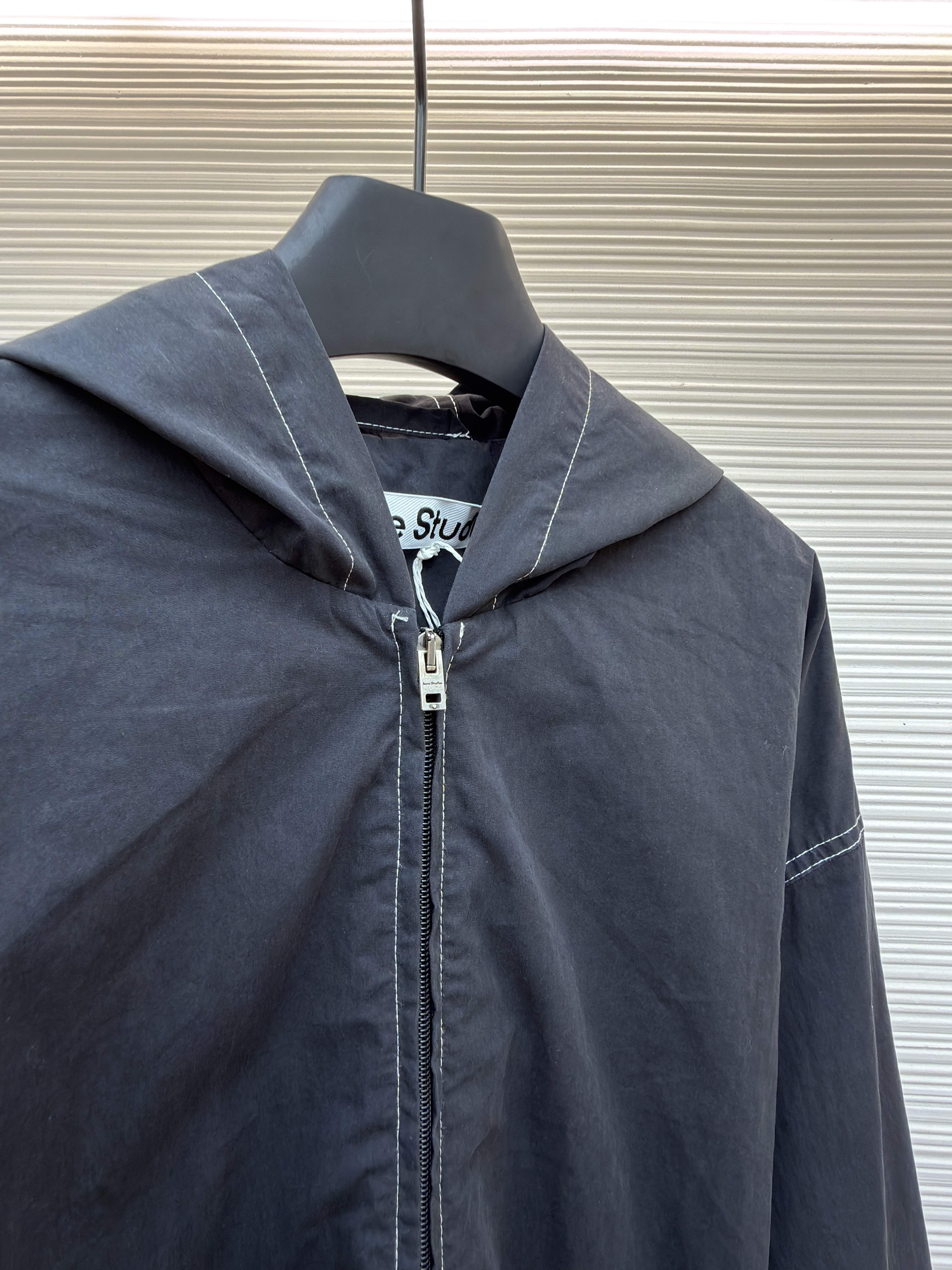 Acne Studios 徽标印花拉链连帽夹克 外套 秋冬 长袖 白色 黑色 B2