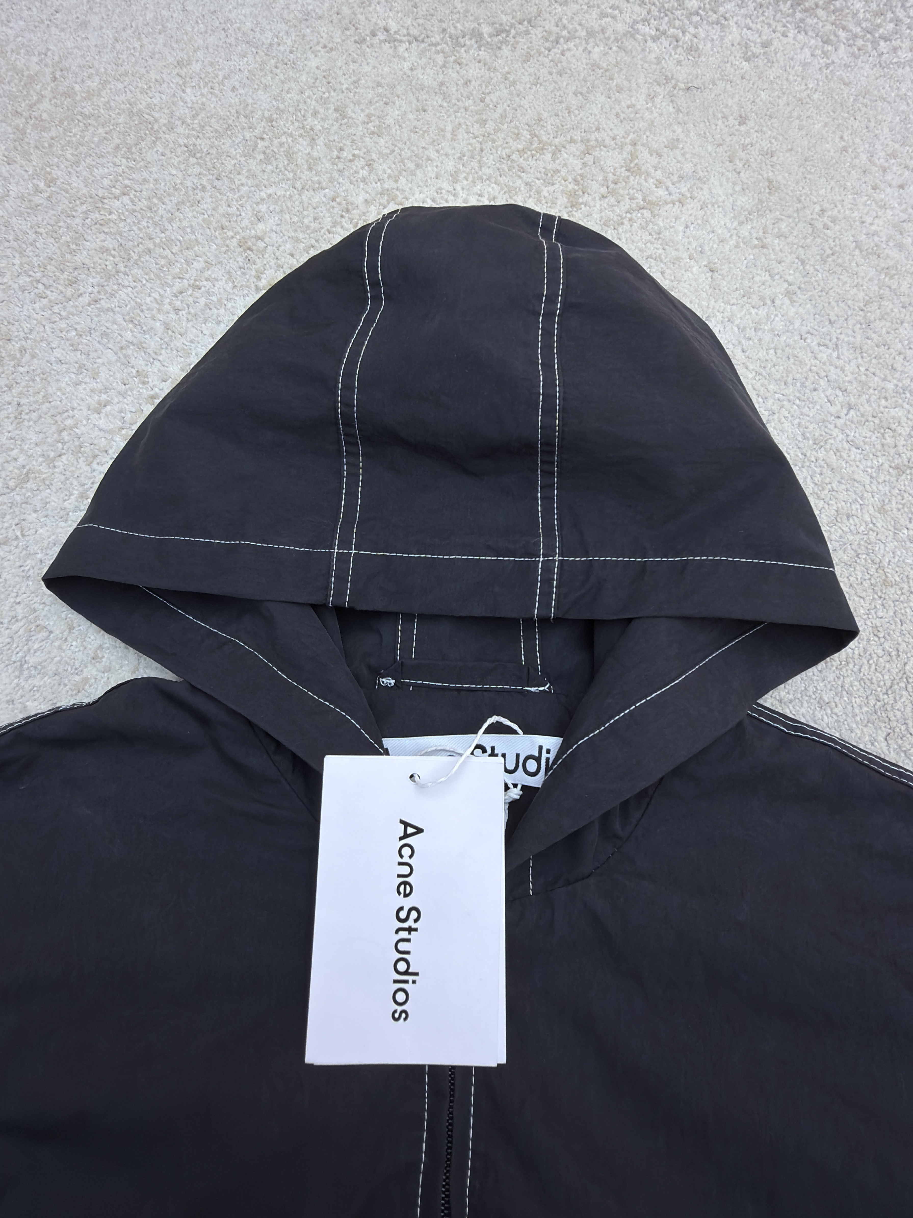 Acne Studios 徽标印花拉链连帽夹克 外套 秋冬 长袖 白色 黑色 B2