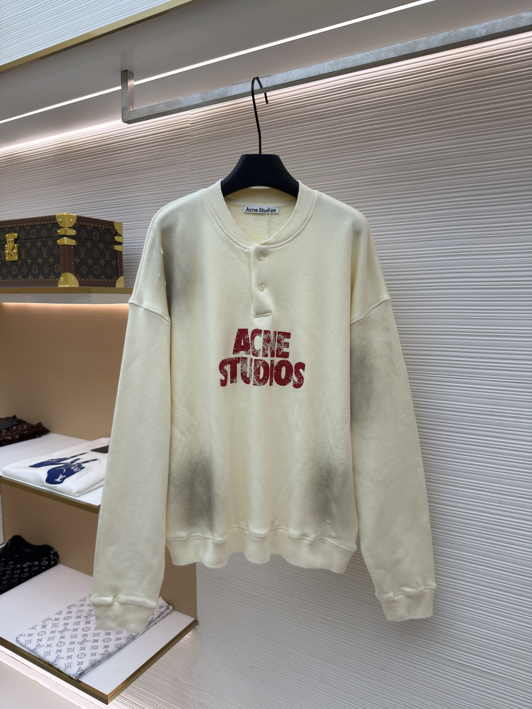 Acne Studios 做旧徽标印花卫衣 外套 长袖 绿杏色 B0