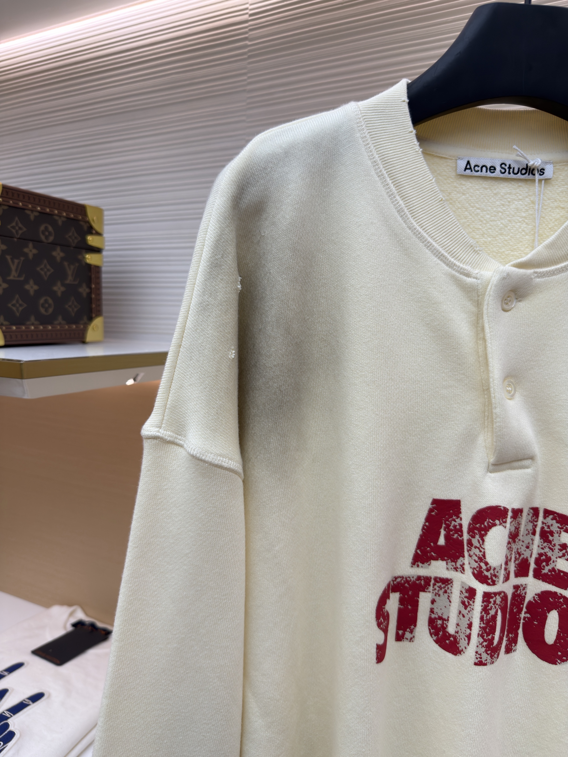 Acne Studios 做旧徽标印花卫衣 外套 长袖 绿杏色 B0