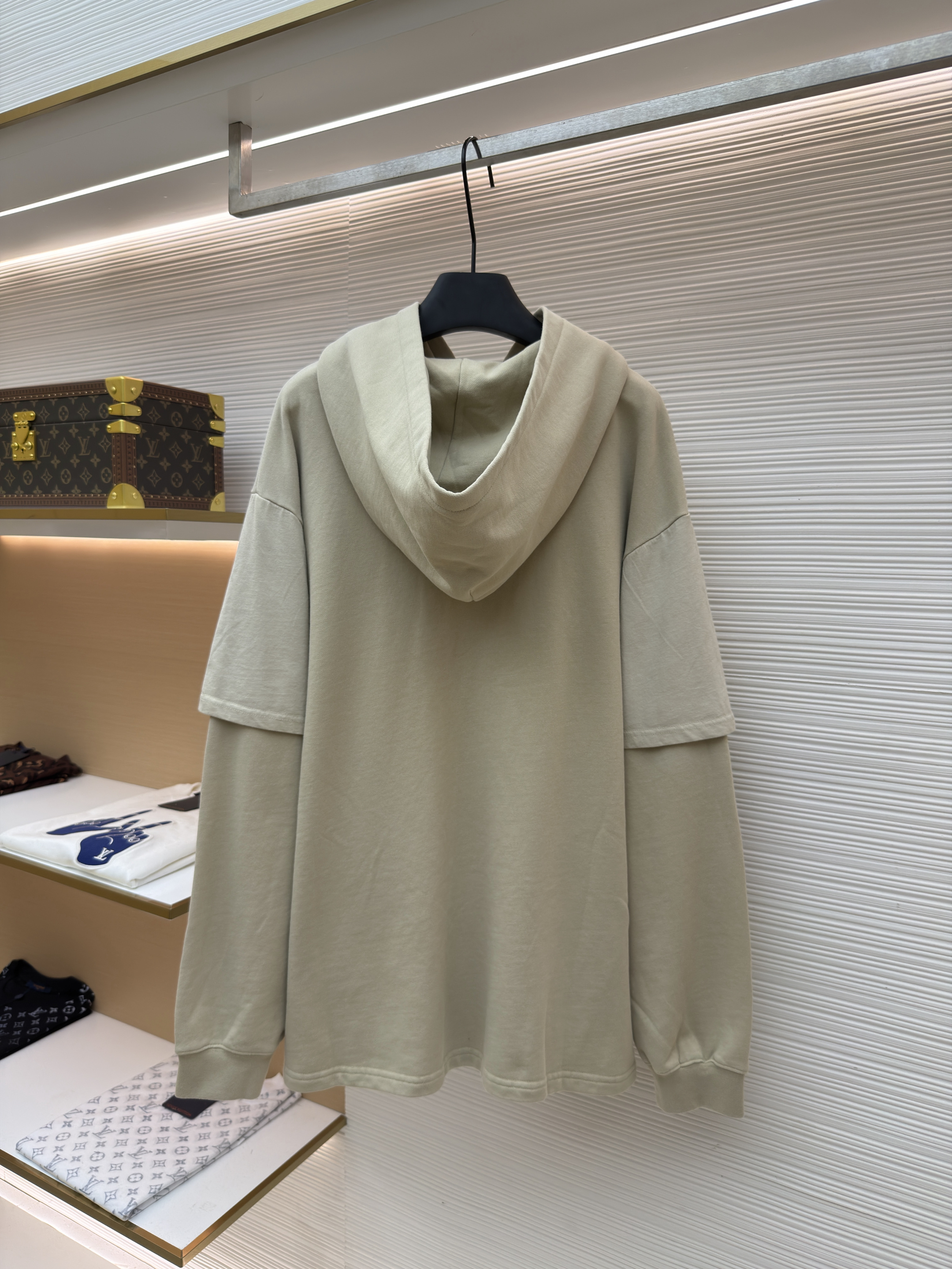 Acne Studios 假两件徽标叠层渐变连帽卫衣 连帽衫 外套 长袖 卡其色 黑色 B2